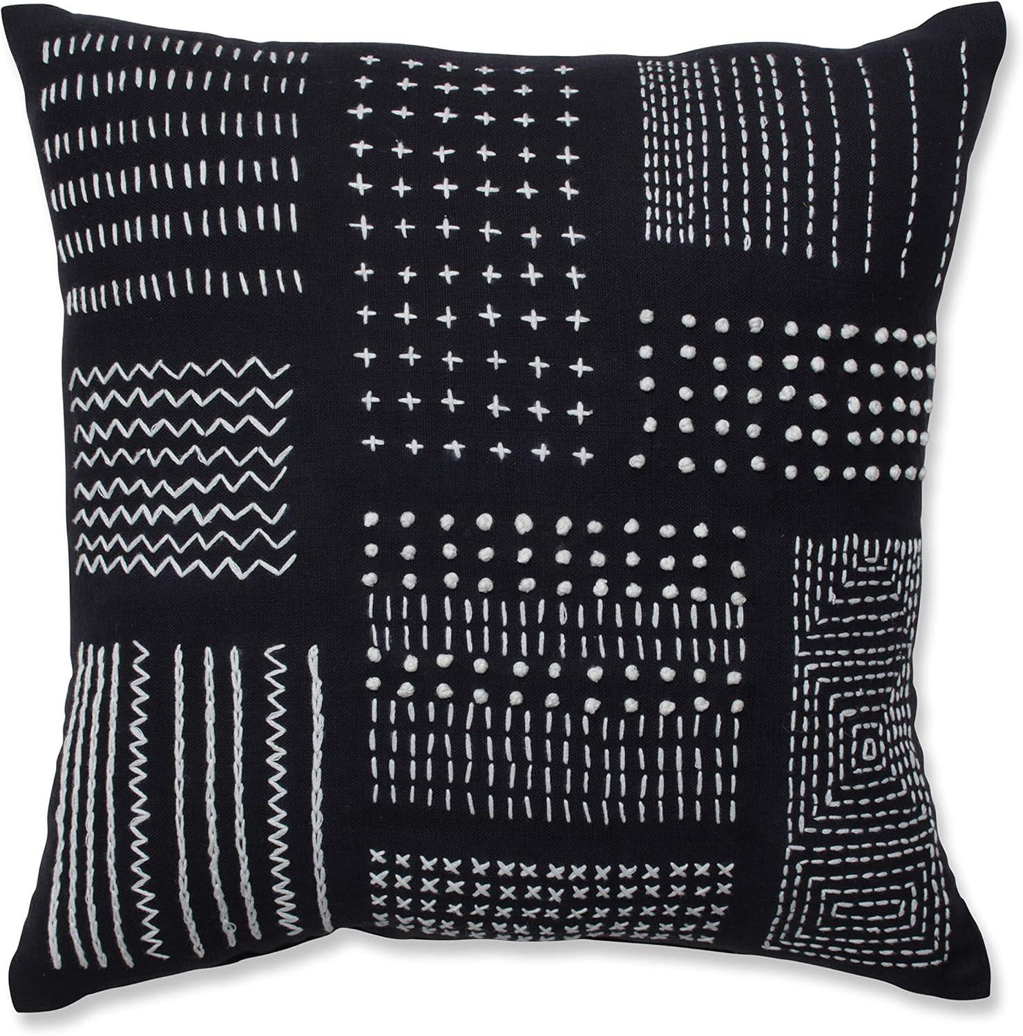 Embroidered Cotton Reversible Throw Pillow