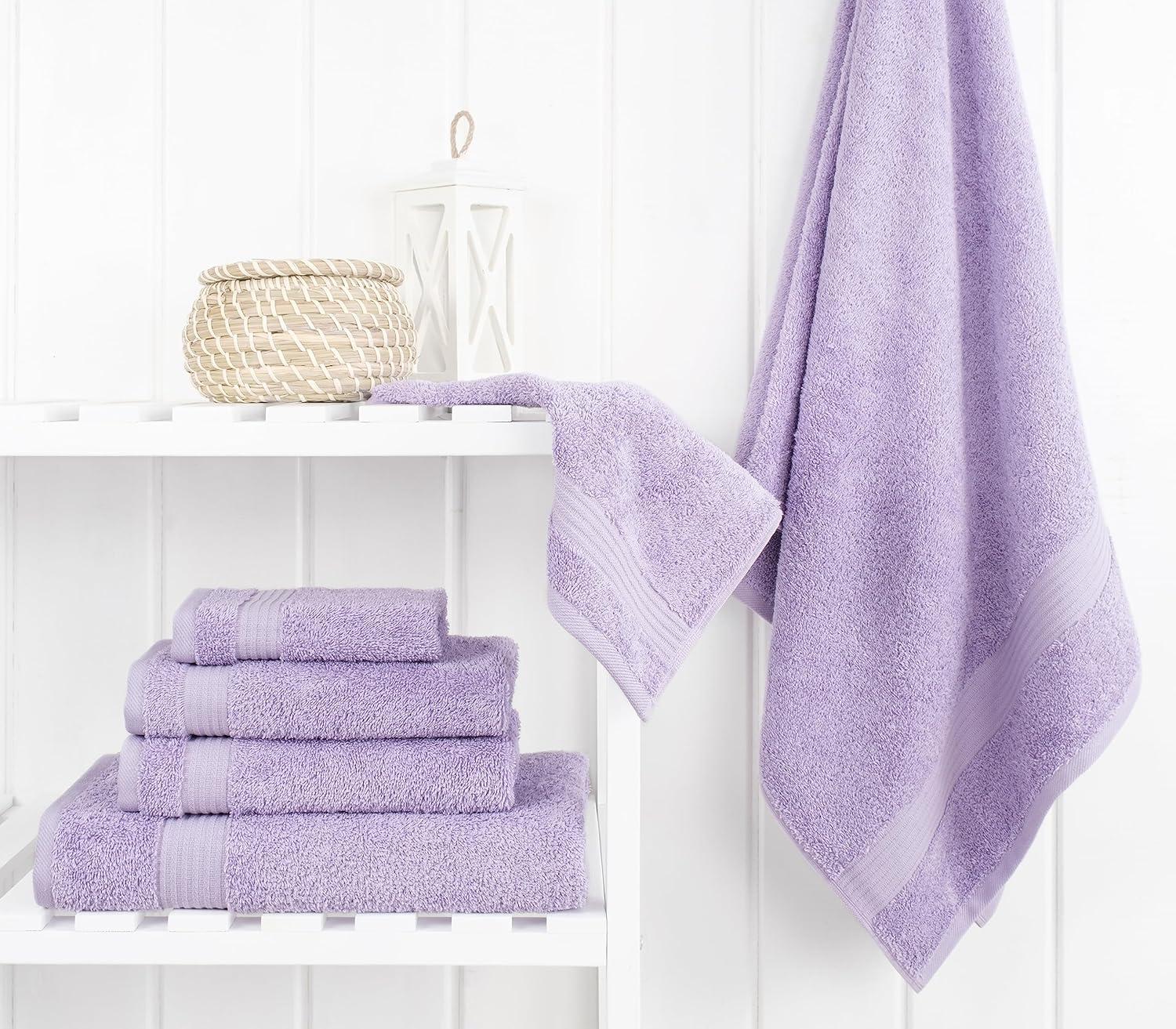 American Soft Linen 6 Piece Towel Set, 100% Cotton Bath Towels for Bathroom, Lilac