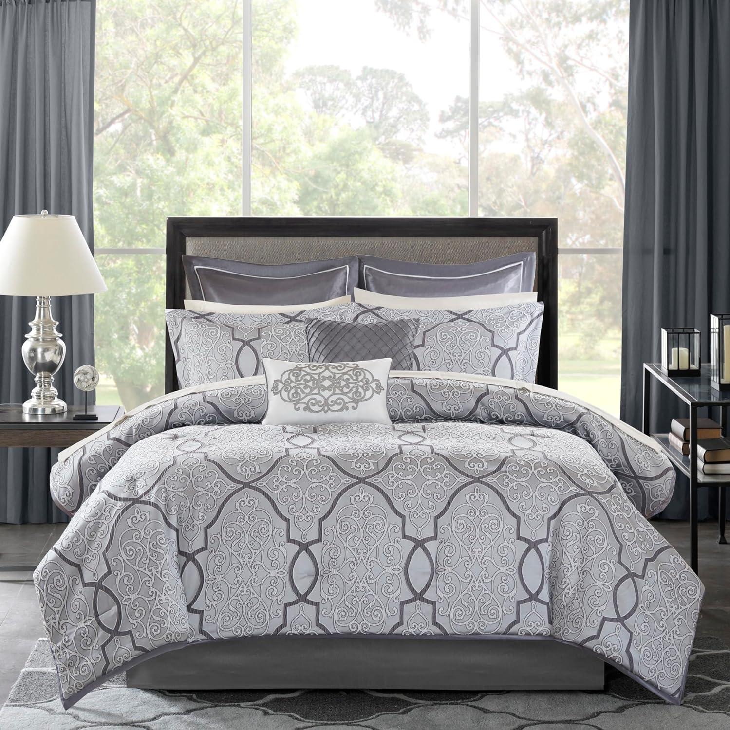 Madison Park Lavine 12 Piece Comforter Set with Cotton Bed Sheets
