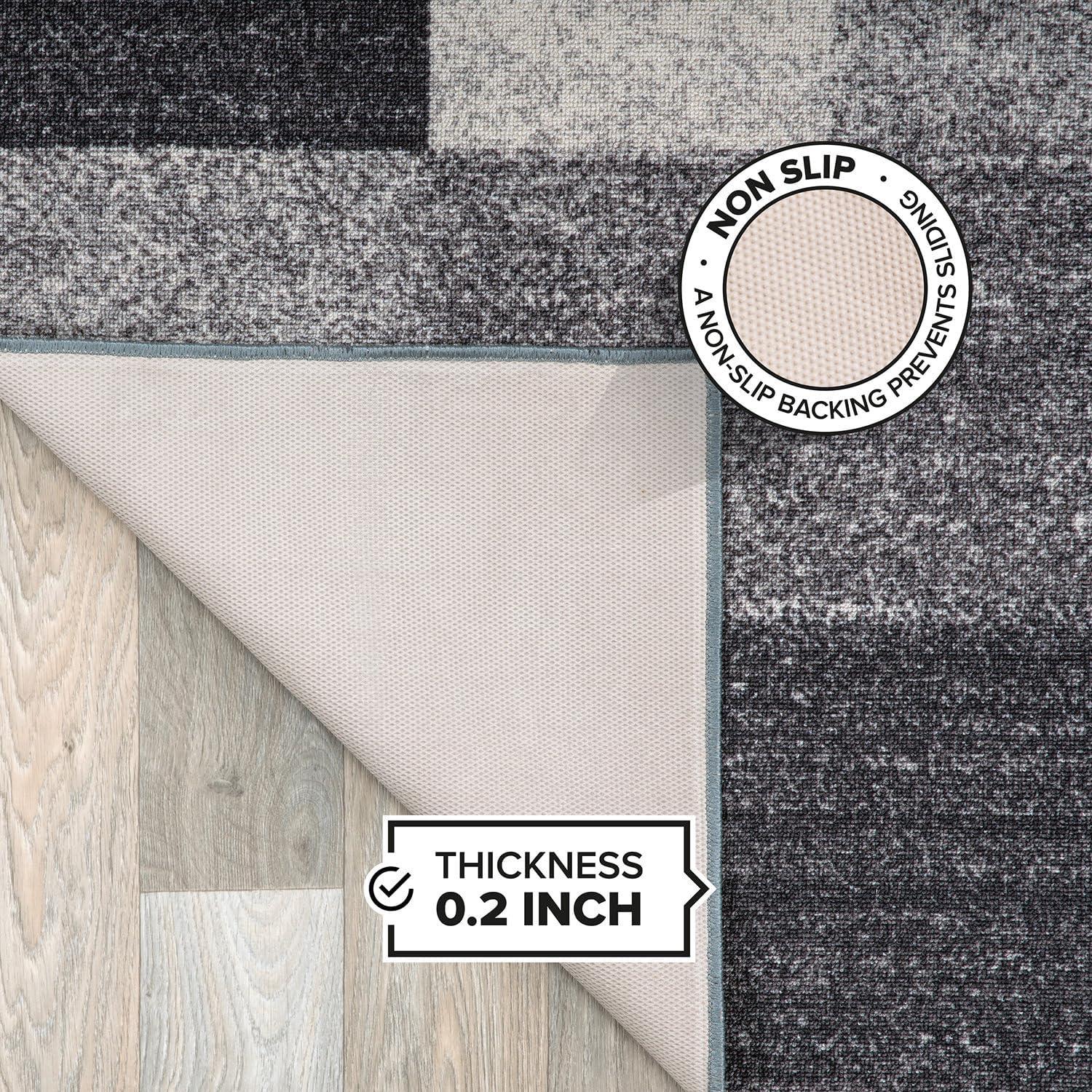 World Rug Gallery Modern Boxes Design Non-slip (Non-skid) Area Rug - Gray 2'7"x4'