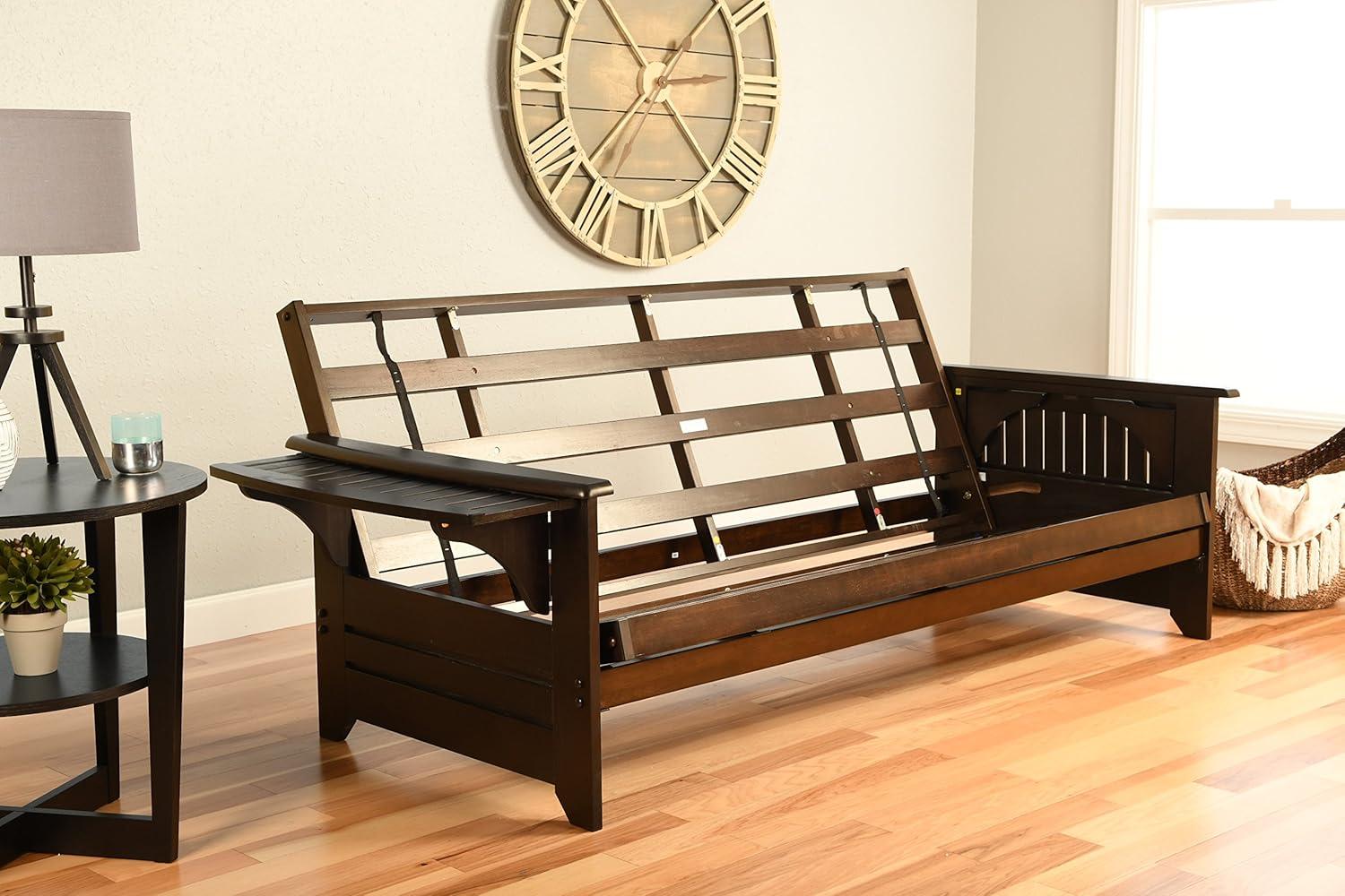 Albany Futon with storage in Rustic Walnut Finish, Multiple Colors