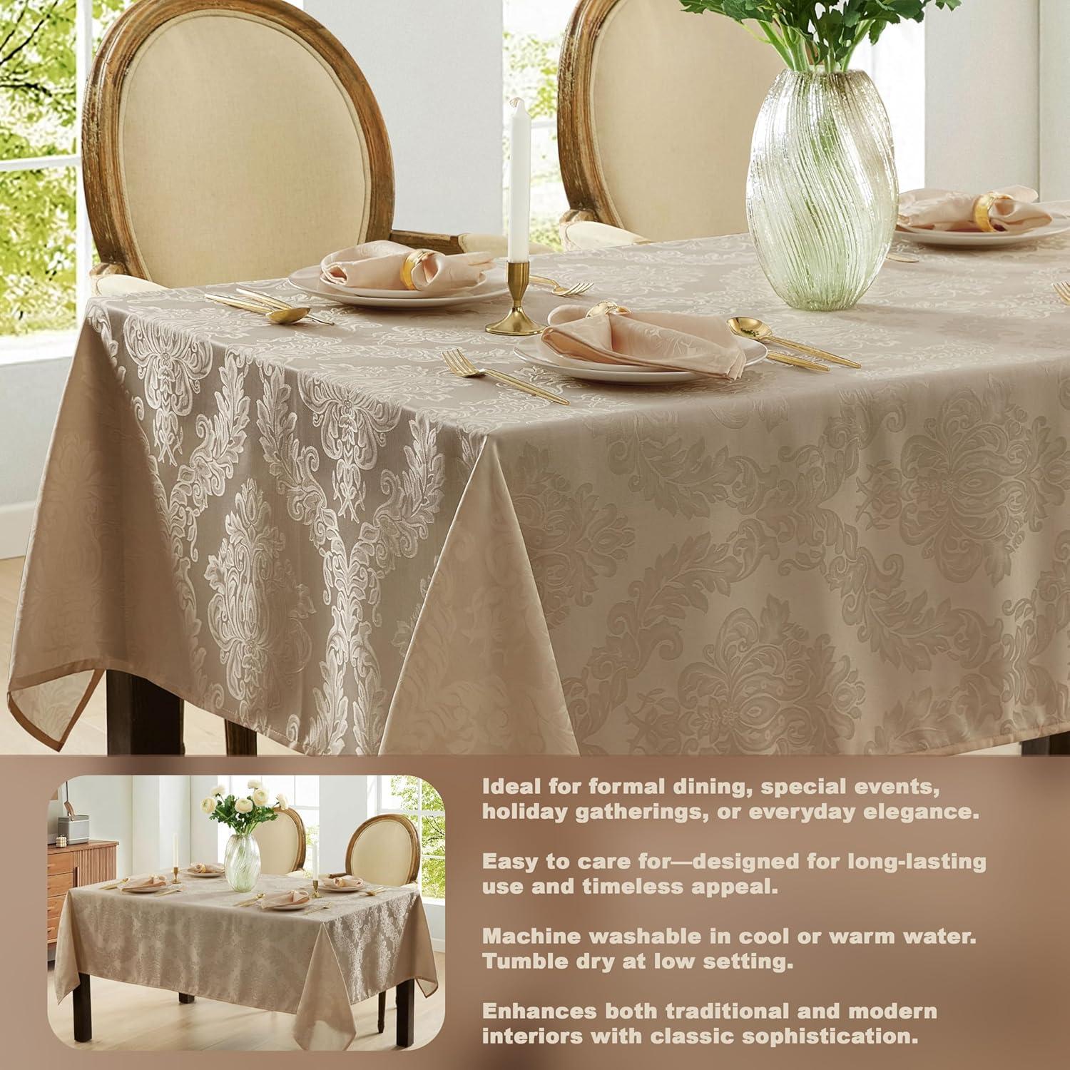 Ophelia & Co. Burchfield Solid Floral Jacquard Damask Polyester Tablecloth