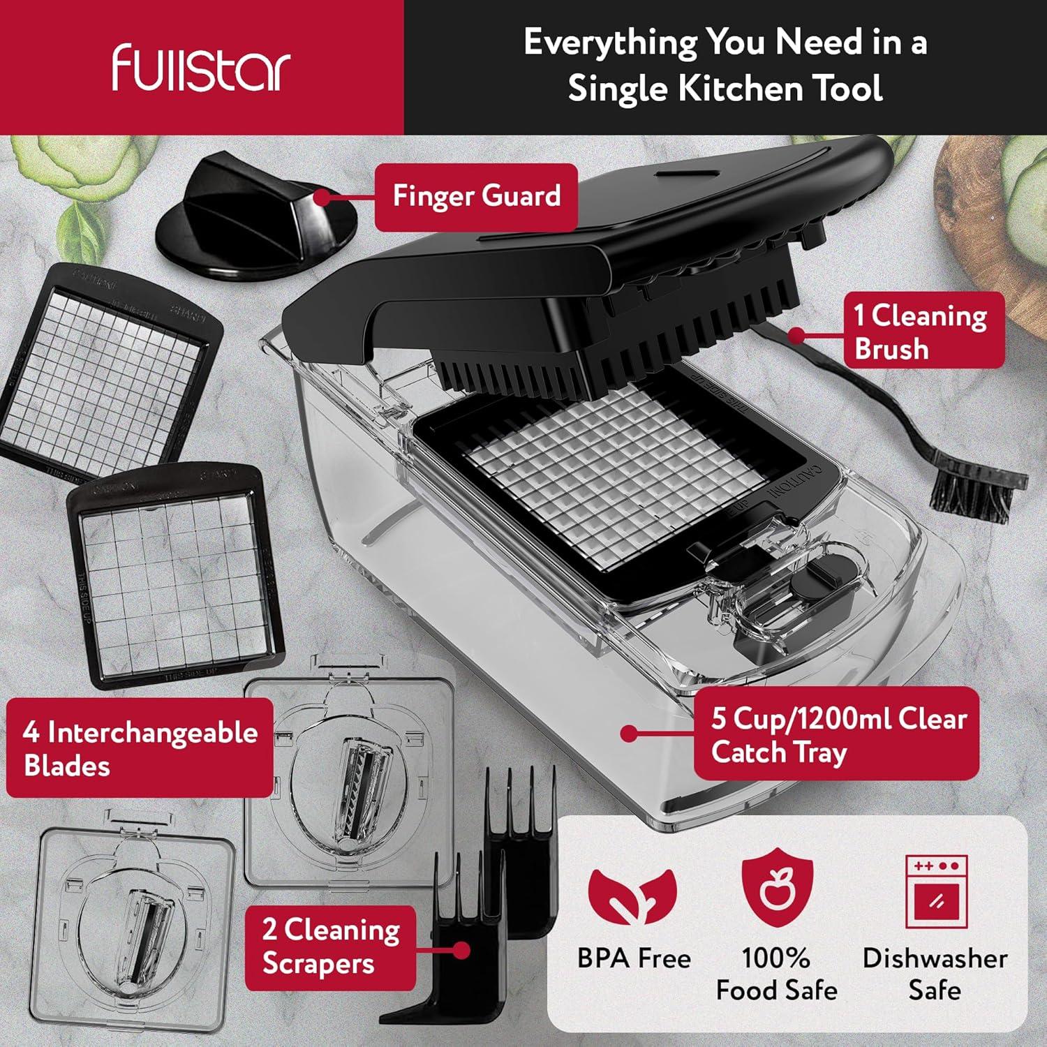 Fullstar - Vegetable Chopper, Food Chopper, Onion Chopper with Container - 4 Blades, Black