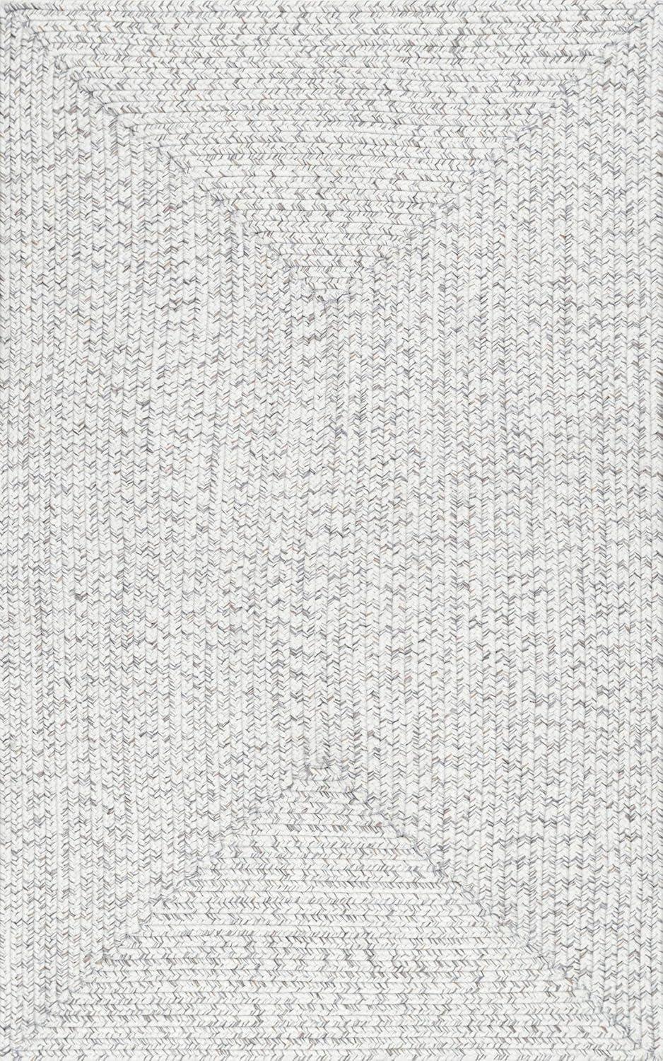 nuLOOM 6' Square Solid Hand Braided Indoor/Outdoor Area Rug, Pet-Friendly, High Traffic, Weather Resistant, for Patio, Balcony, Bedroom, Living Room, Dining Room, Wynn Ivory