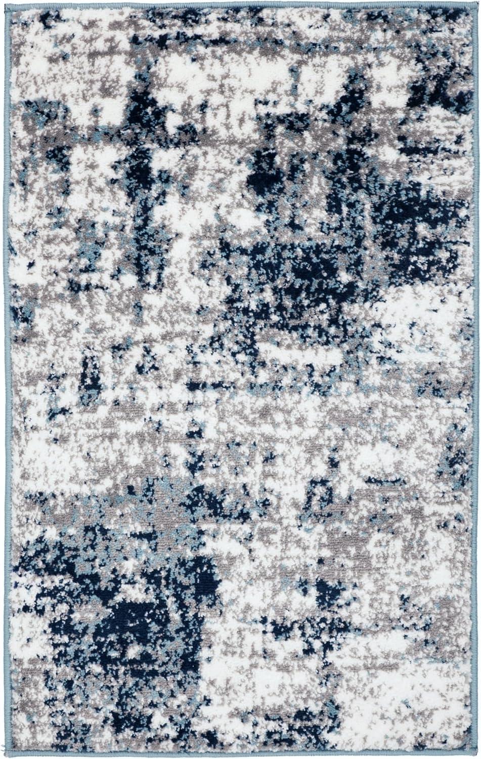 World Rug Gallery Distressed Abstract Area Rug - Blue 4'x6'