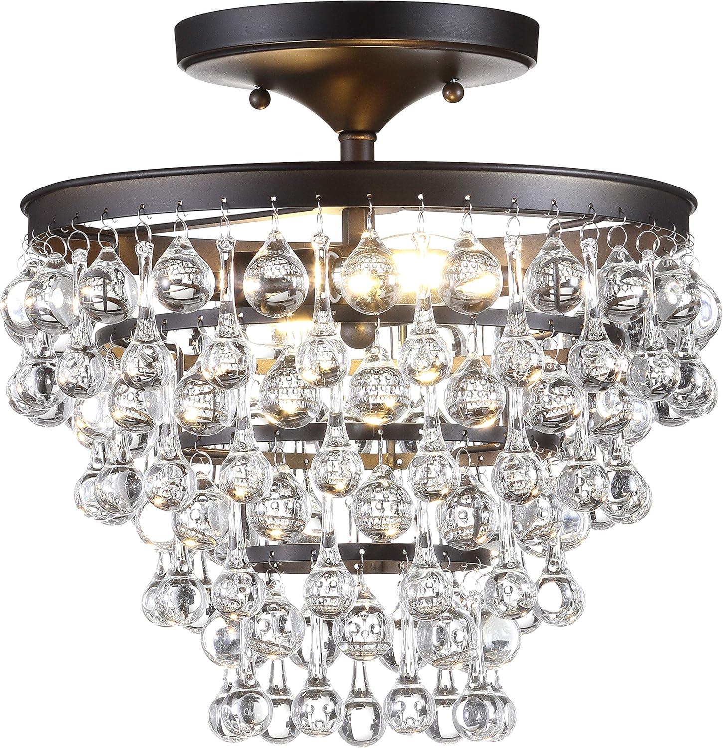 Toronto 13" Crystal and Bronze LED Flush Mount Chandelier