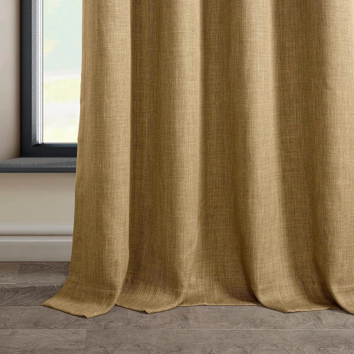 Butterscotch Faux Linen Room Darkening Grommet Curtain Panel