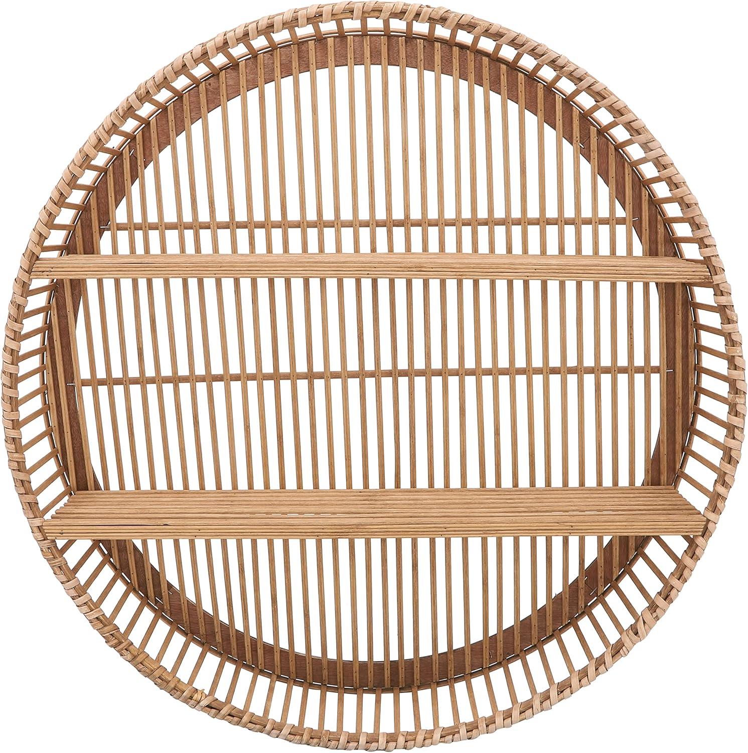 5"Wx31" Diameter, Bamboo Wall Shelf, Natural Finish, Rustic and Decorative Storage Solution for Bedroom, Bathroom,