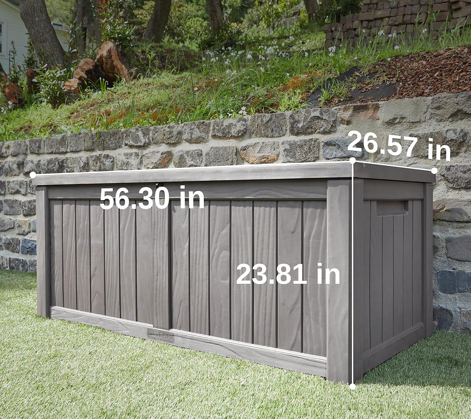 EAST OAK 26.6'' W 120 Gallons Lockable Deck Box in Grey