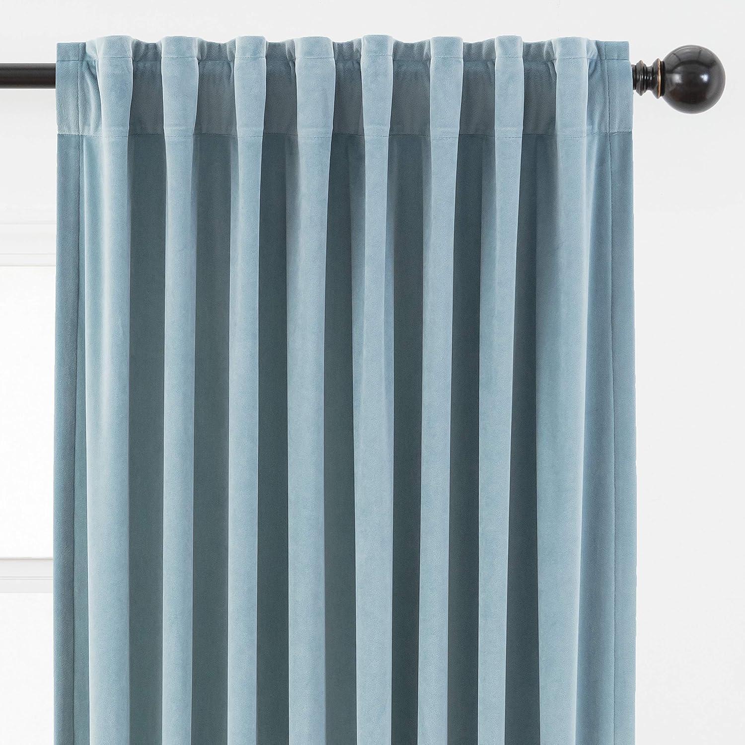 Chanasya 2pk Solid Velvet Room Darkening Window Curtain Panels - Set of 2 - 52 x 63 Inches Long - Slate Blue