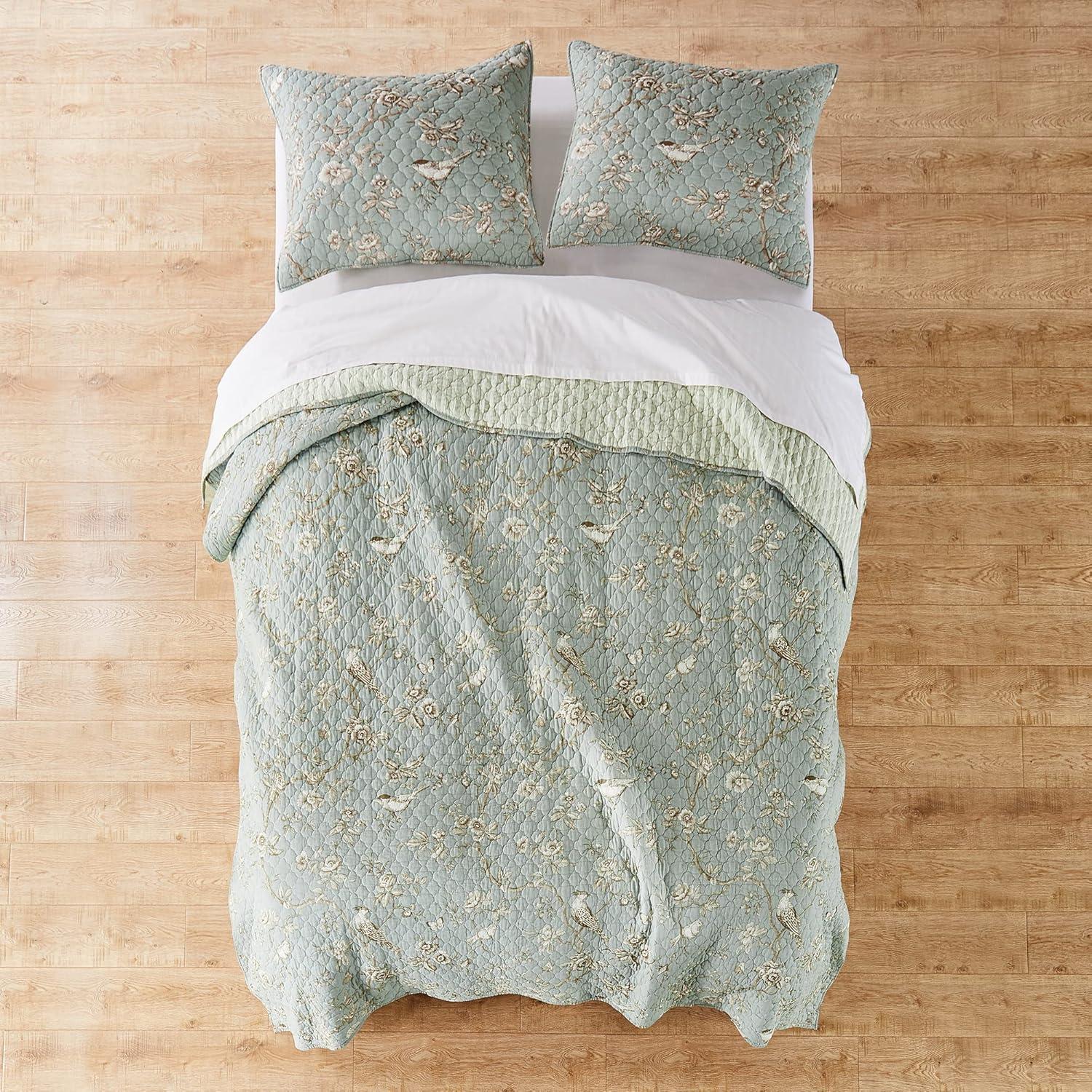homthreads Luxemburg Quilt Set - Teal (Full/Queen): Cotton Material, Includes 2 Shams, Machine Washable