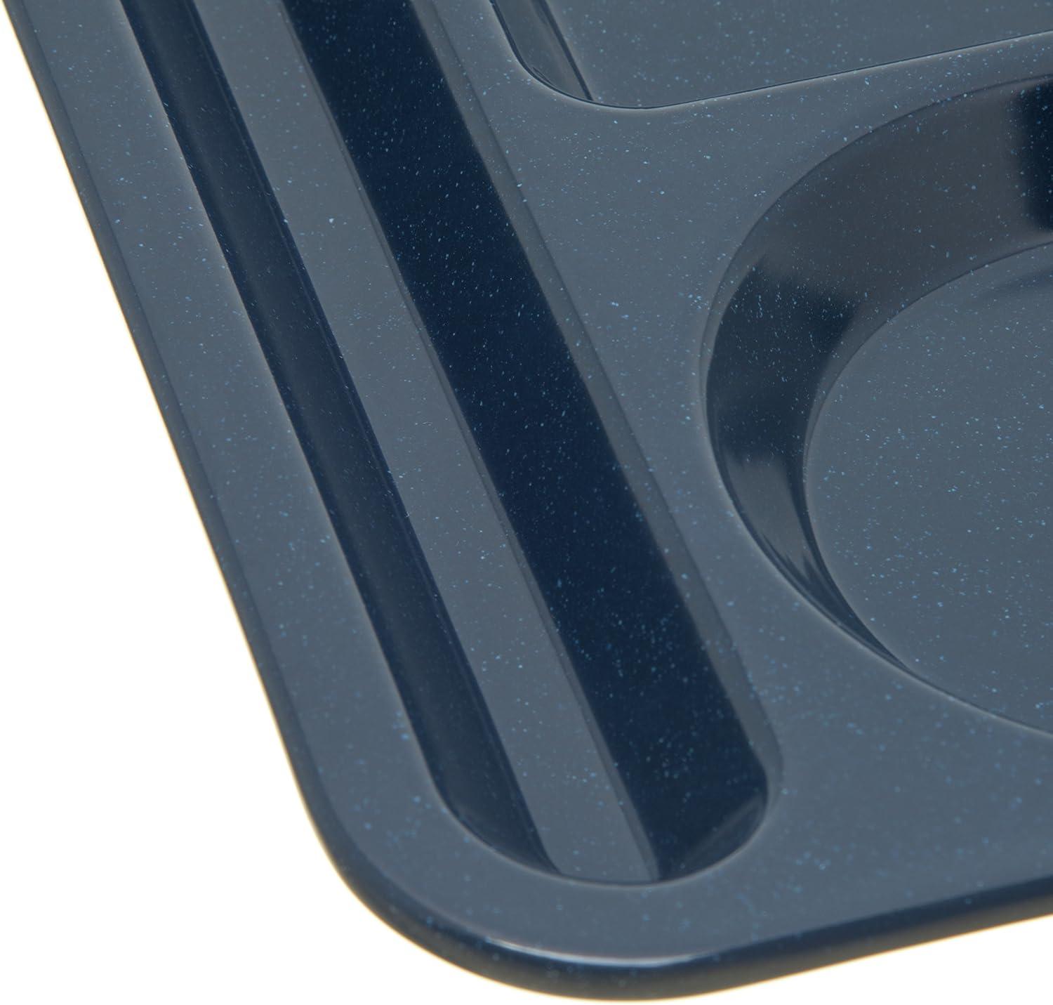 Cafe Blue Heavyweight Melamine Left-Handed 6-Compartment Meal Tray