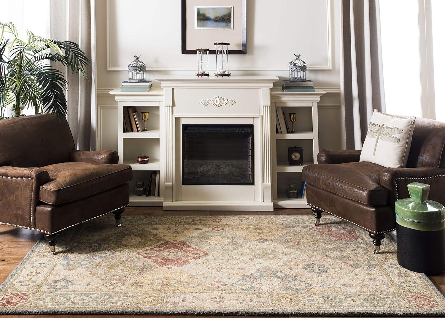 SAFAVIEH Antiquity Augustin Transitional Bordered Wool Area Rug, Multi/Beige, 12' x 15'
