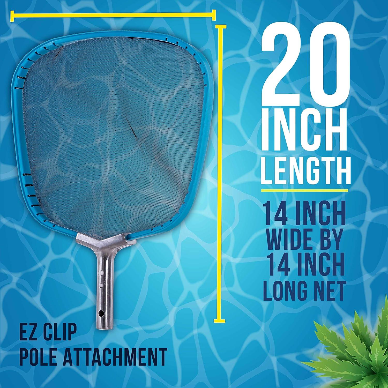 Professional Heavy Duty 14" Swimming Pool Leaf Skimmer Net with Strong Reinforced Aluminum Frame Handle