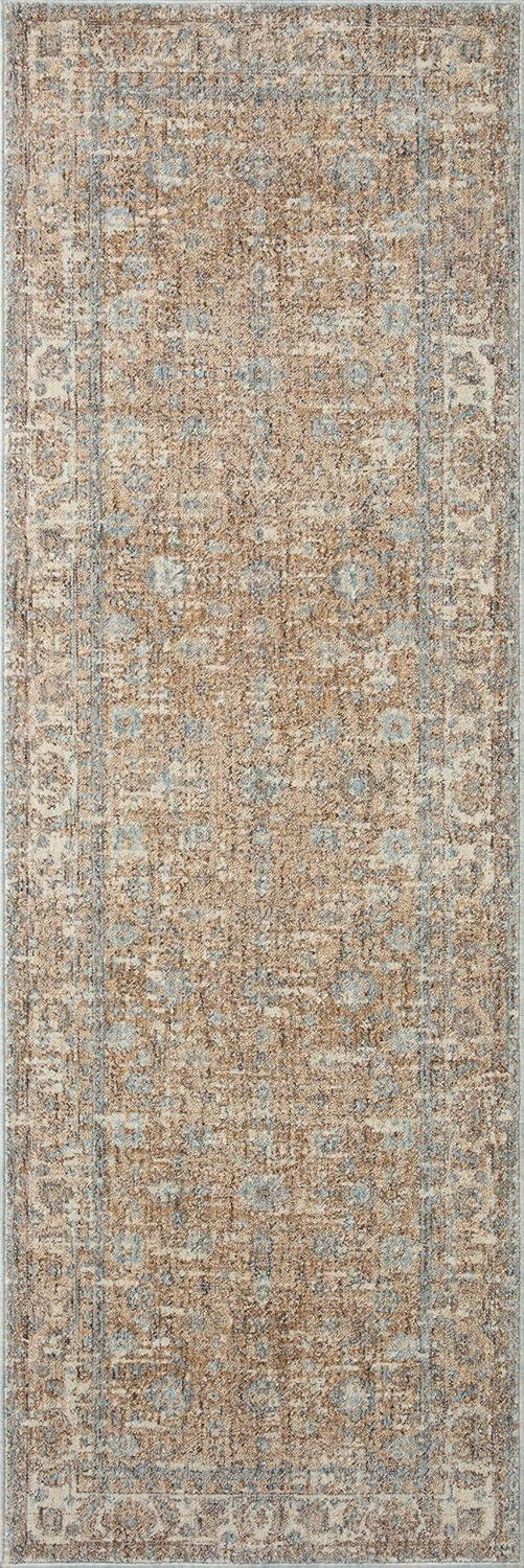 Angela Rose Traditional Sand/Sky 5'3" Round Synthetic Area Rug