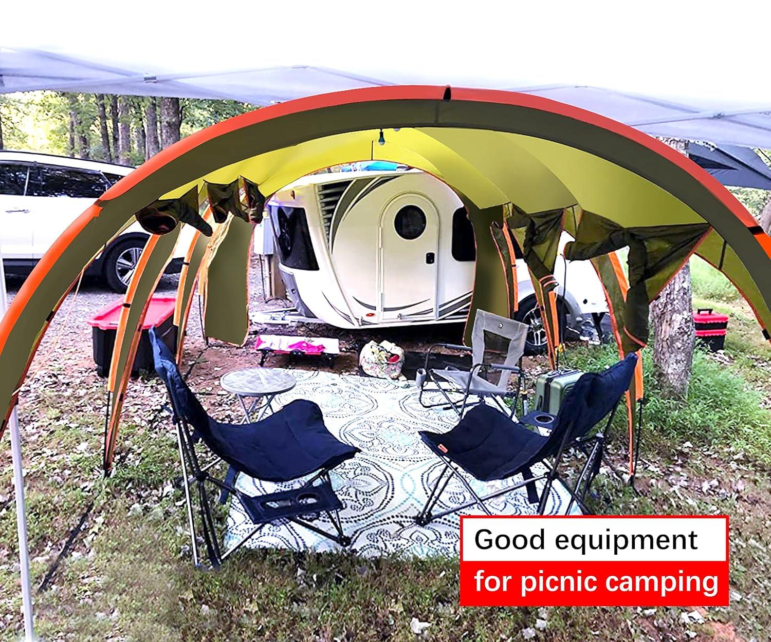 Car Camping Shade Awning Canopy for 8-10 Person Family Party Tent Picnic,BBQ,Friends Gathering Waterproof Lightweight Easy Setup 15 * 10 FT