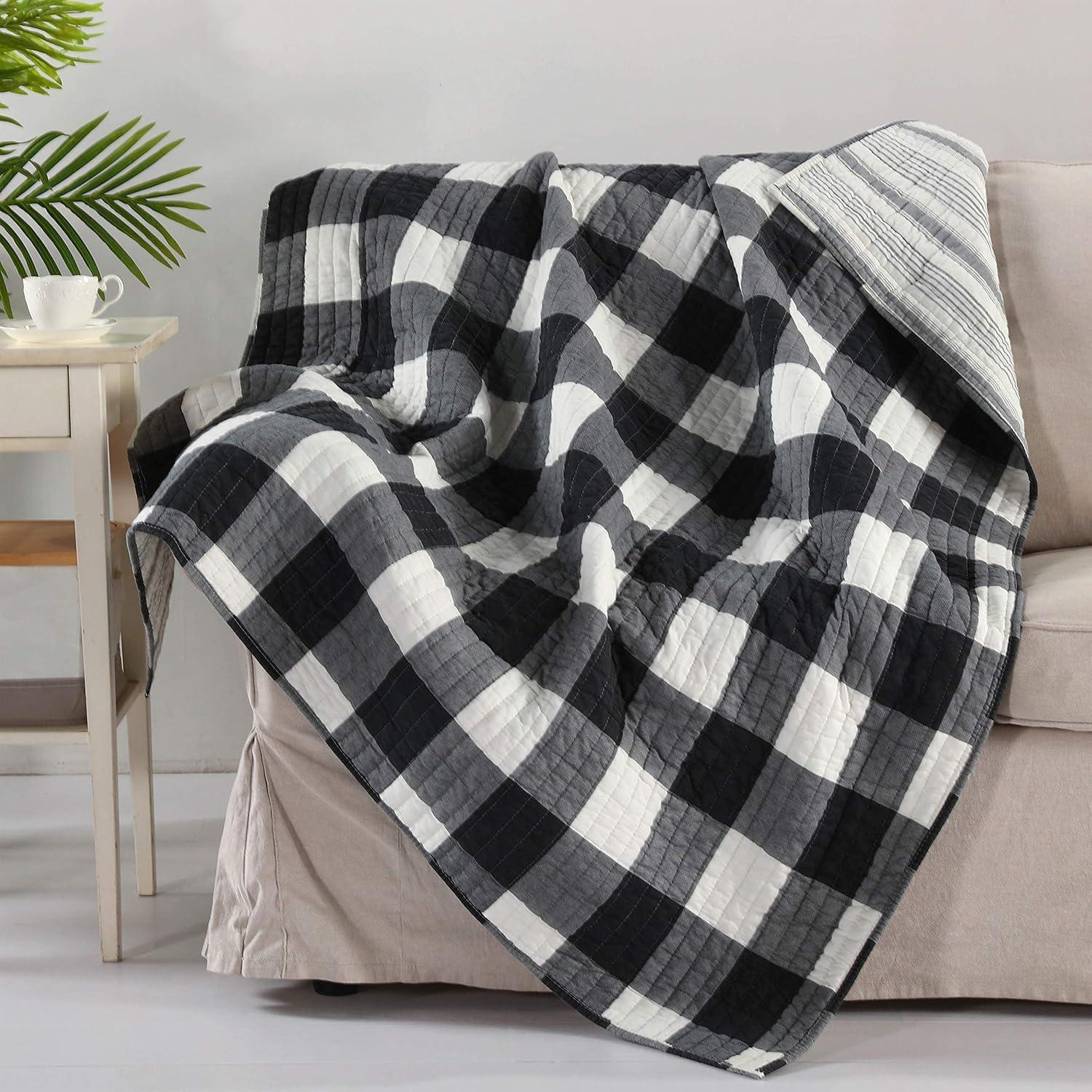 Camden Black Quilted Throw - Levtex Home