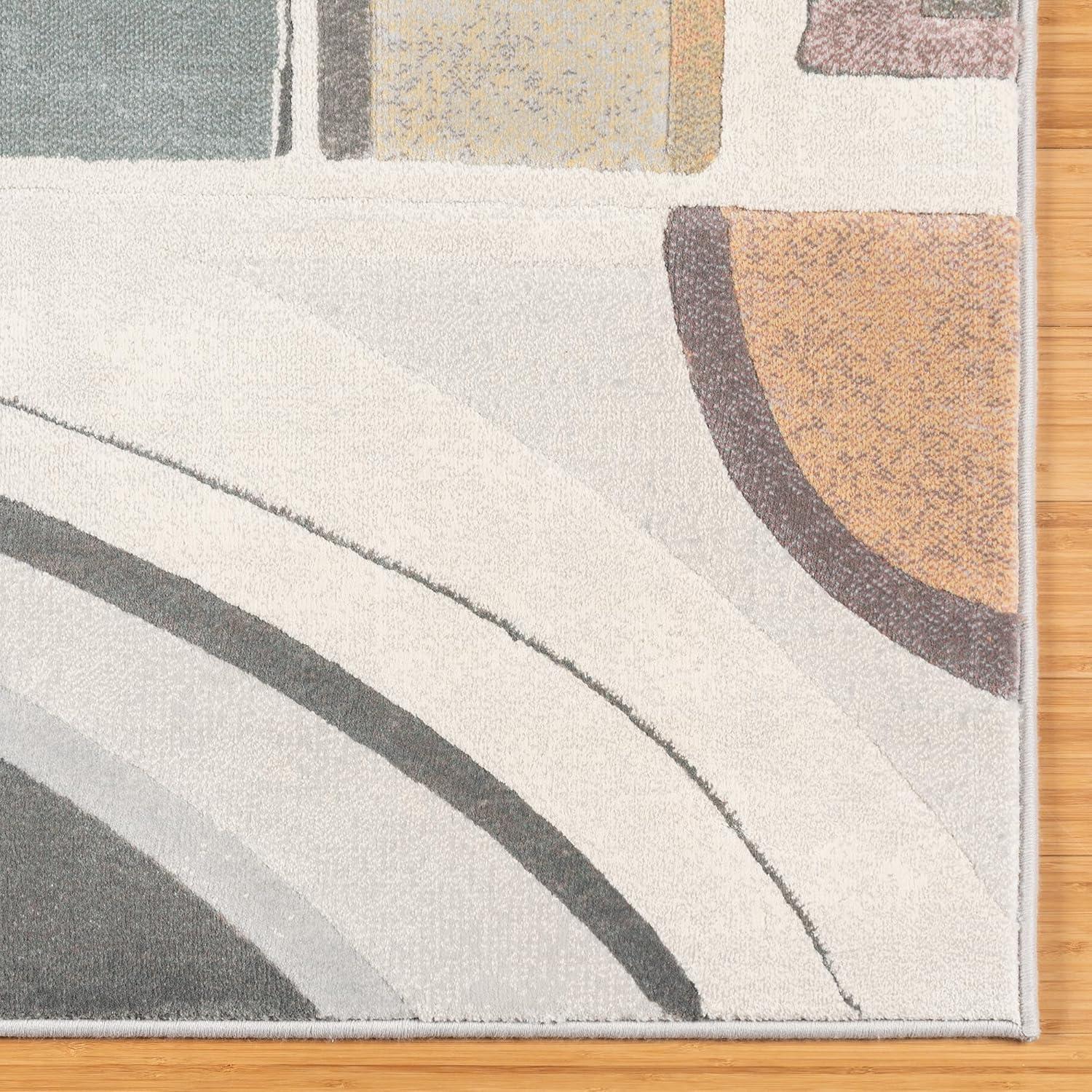 Gertmenian Blayne Mondrian Modern Cubist Ivory/Gray/Taupe Polypropylene Area Rug