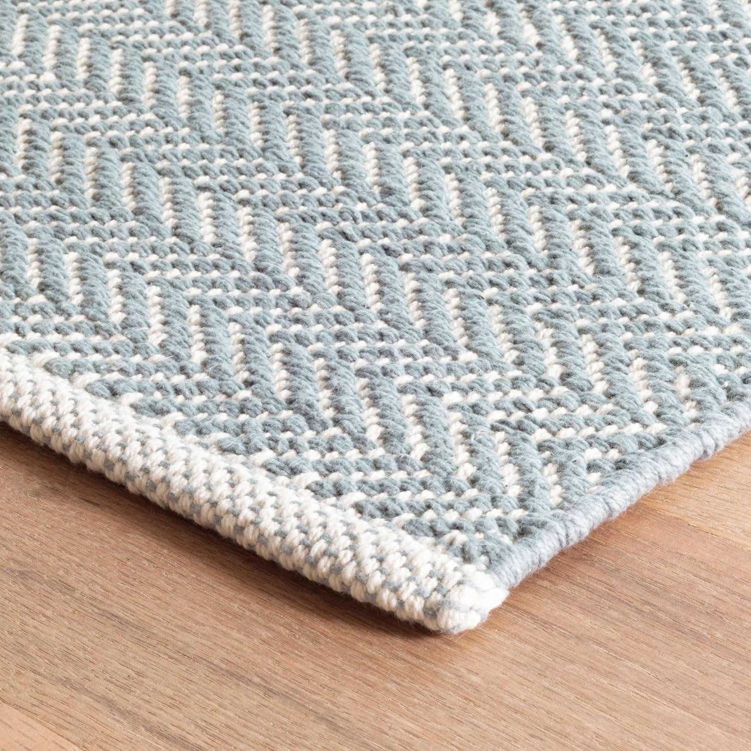 Herringbone Handwoven Cotton Swedish Blue Area Rug