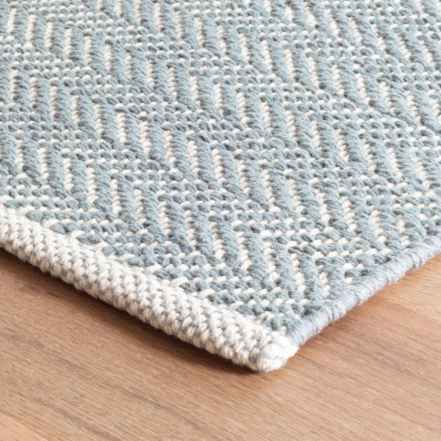 Herringbone Swedish Blue Handwoven Cotton Rug