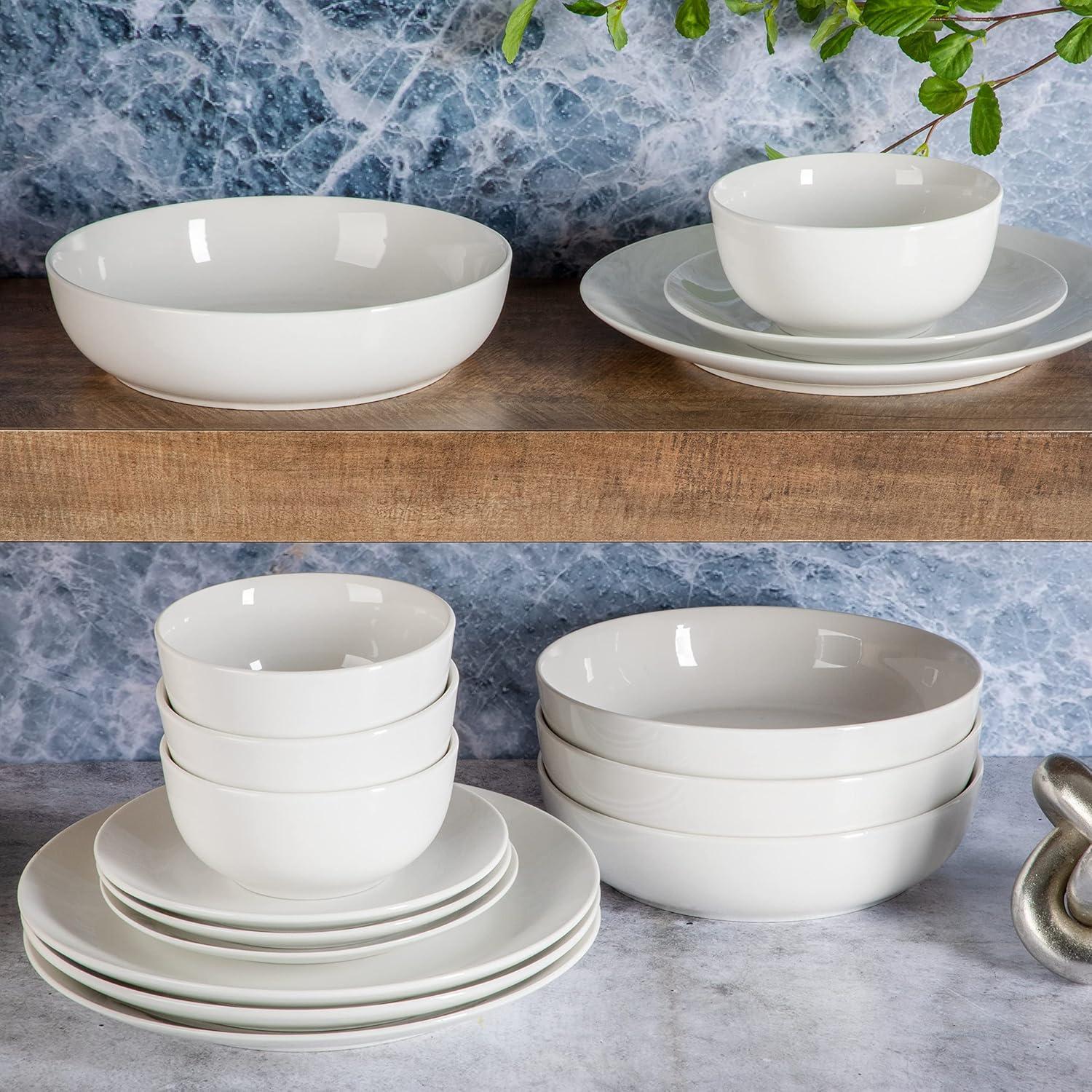 16pc Ceramic Gracious Dining Dinnerware Set White - Gibson Home