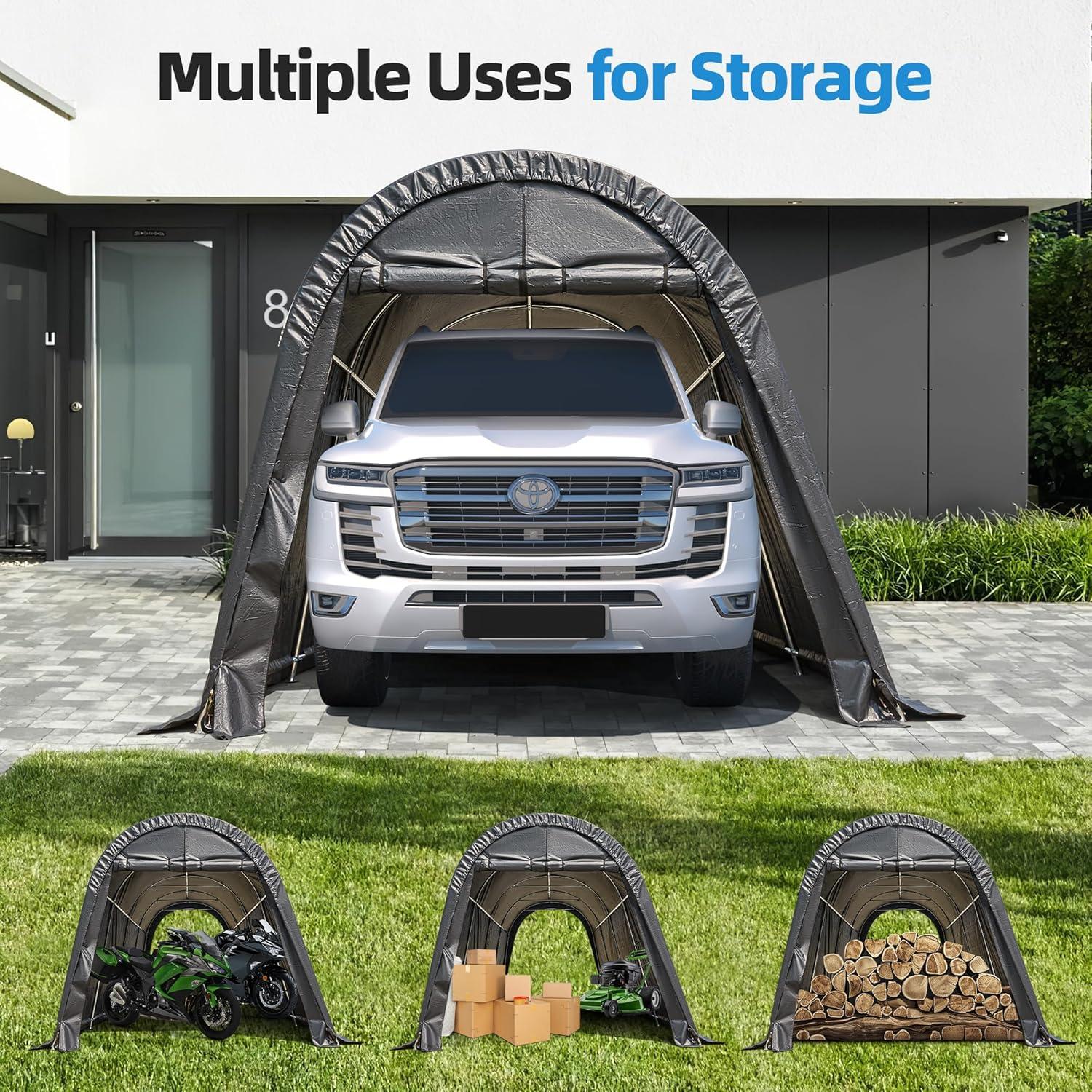 EROMMY Erommy 10 Ft. W x 20 Ft. D Galvanized Steel Portable Garage, Anti-Snow Carport, Storage Shed Canopy