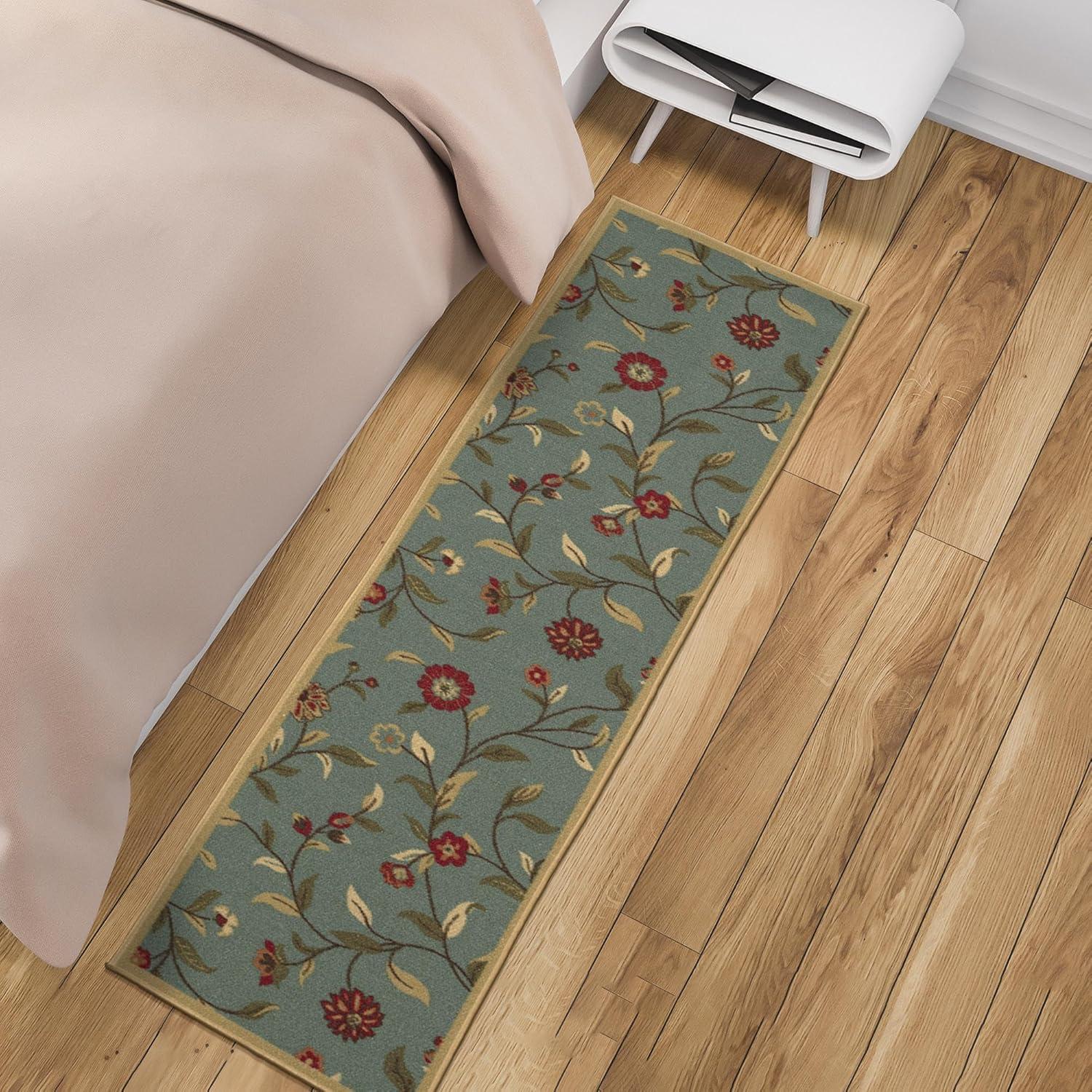 Machine Washable Non-Slip Floral Leaves Area Rug For Living Room, Hallway Runner, Entryway Rug