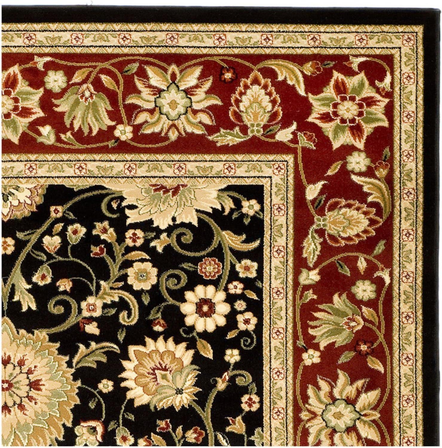 Lyndhurst Black and Red Floral Synthetic Area Rug