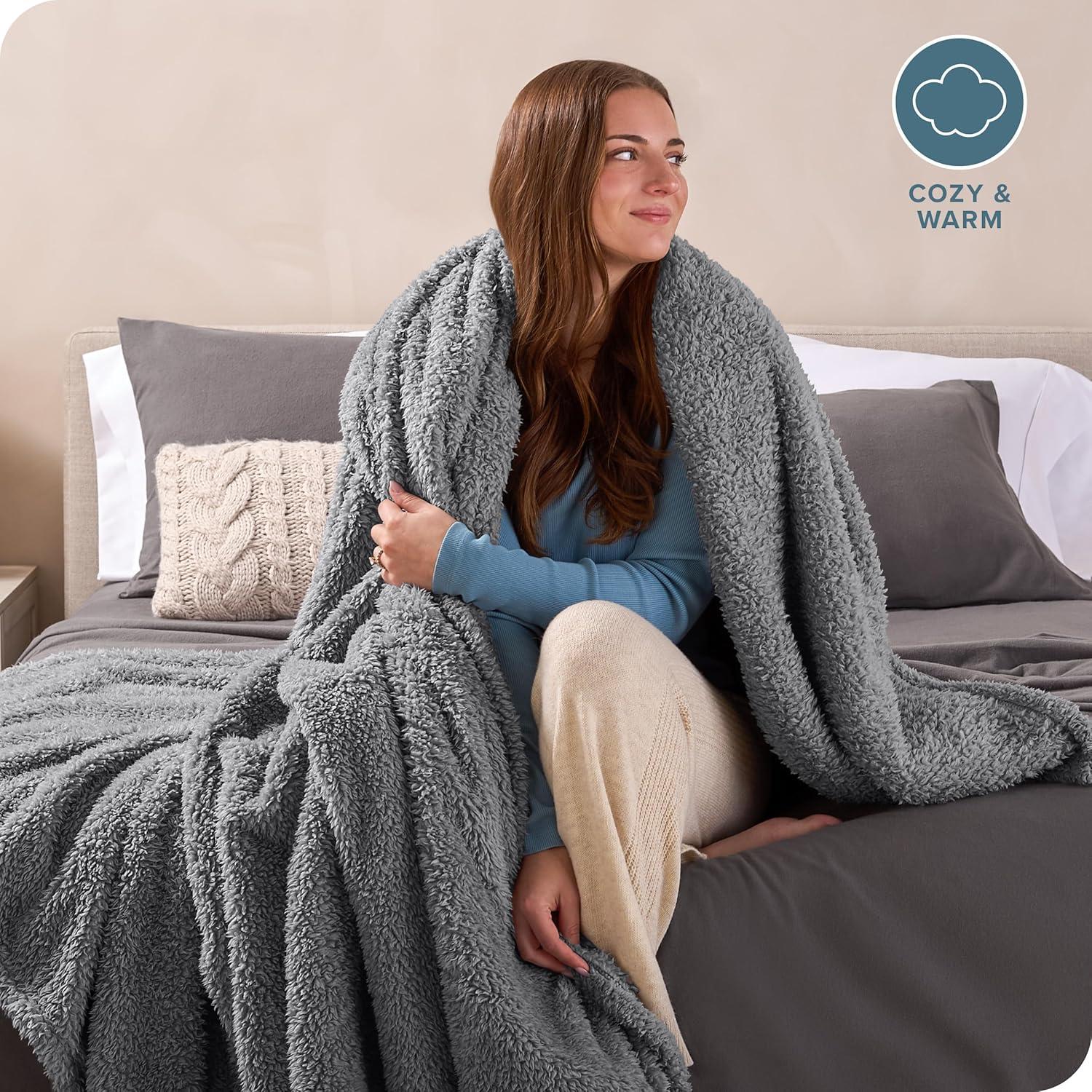 Bare Home Cozy Faux Shearling Blanket