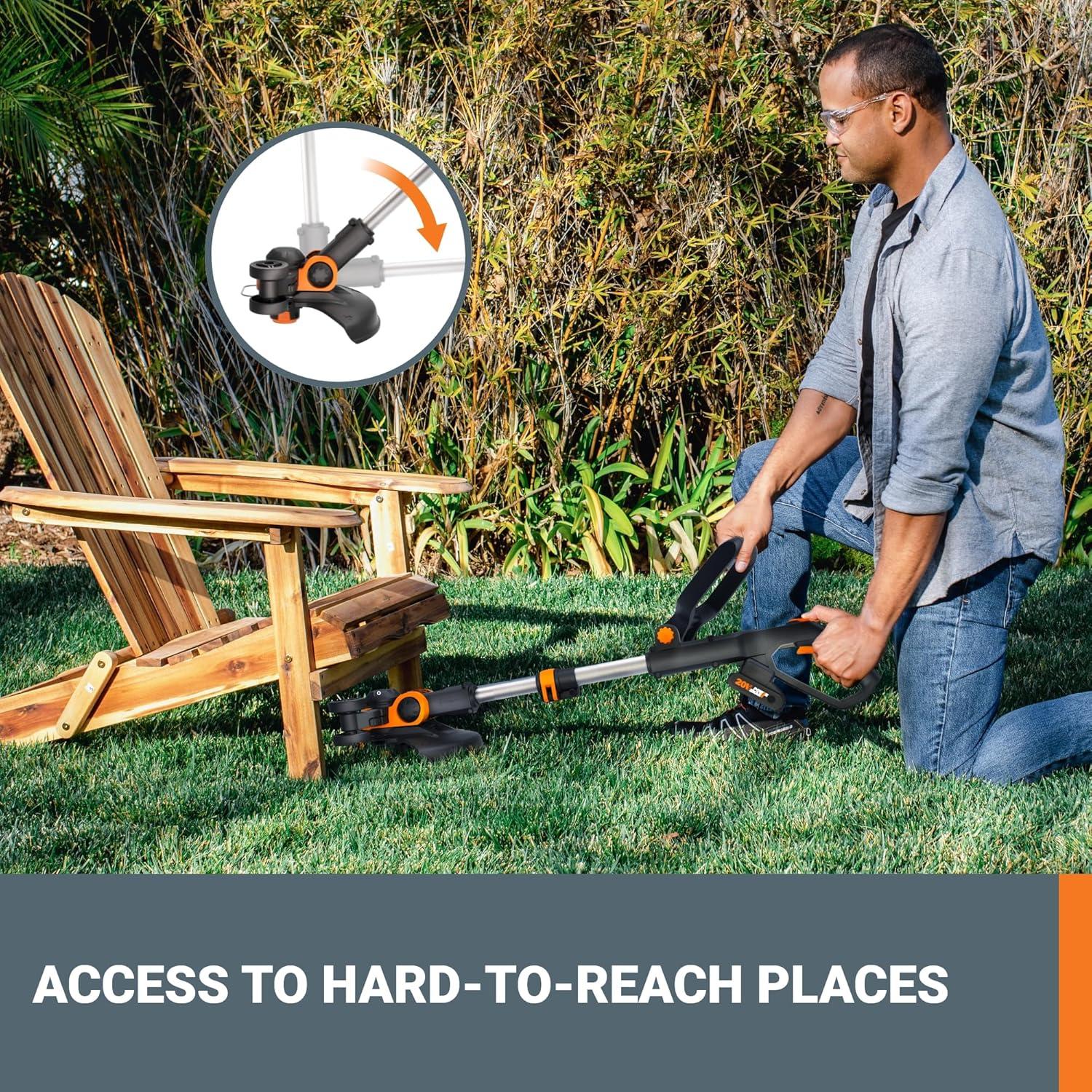 Worx WG931 20V Power Share Cordless Grass Trimmer, Hedge Trimmer, & Blower Combo (Batteries and Charger Included)