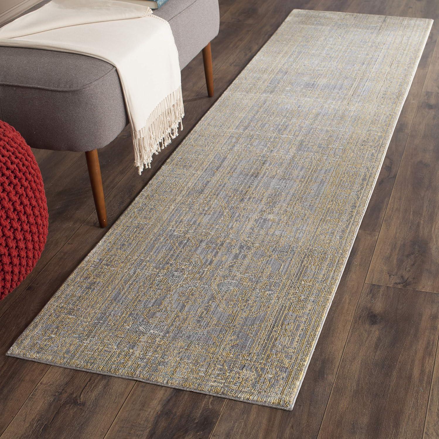 Valencia VAL104 Power Loomed Indoor Runner Rug - Grey/Gold - 2'3"x8' - Safavieh