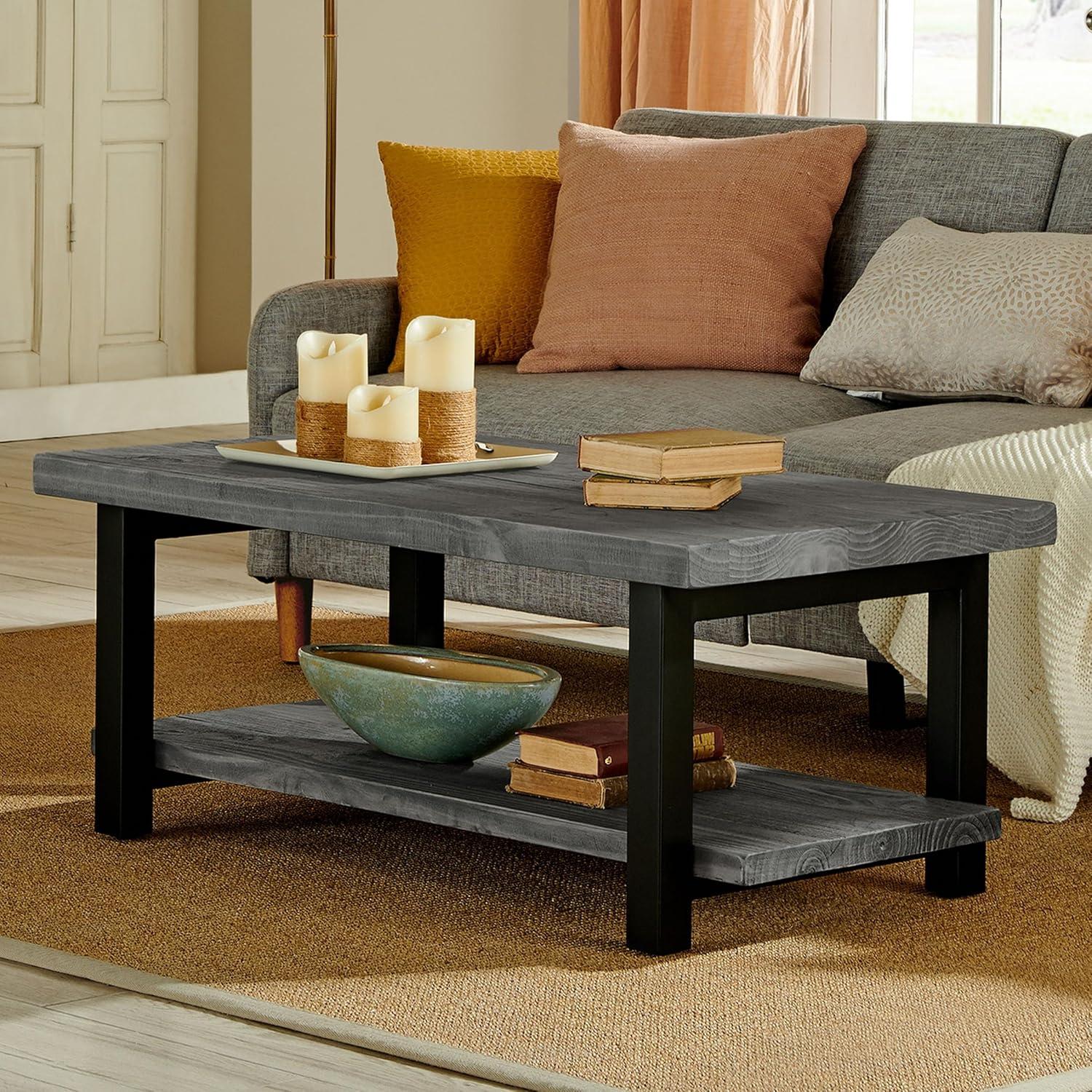 42" Pomona Metal and Reclaimed Wood Coffee Table Slate Gray - Alaterre Furniture