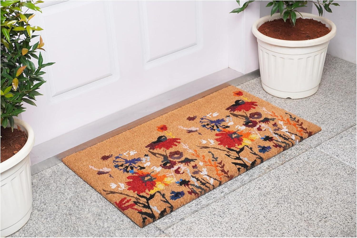 Non-Slip Floral Outdoor Doormat