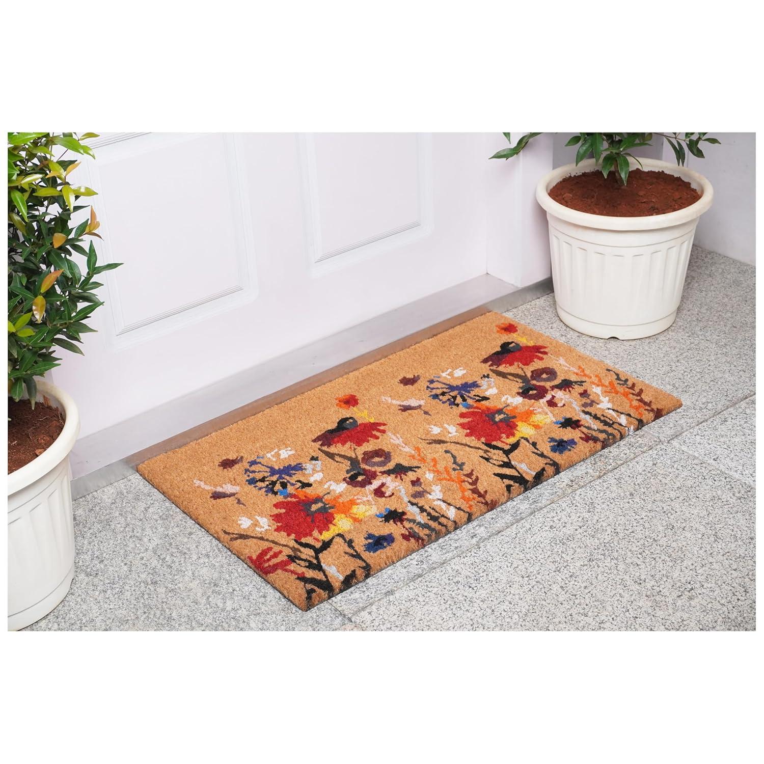 Non-Slip Floral Outdoor Doormat