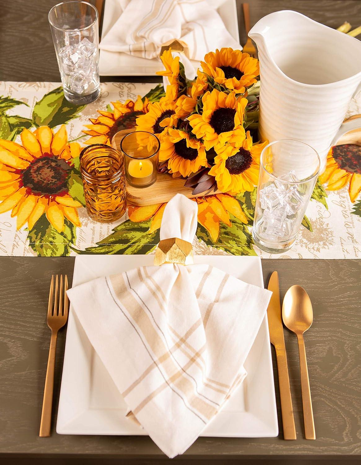 Colorful Cotton Sunflower Print Table Runner 14x72