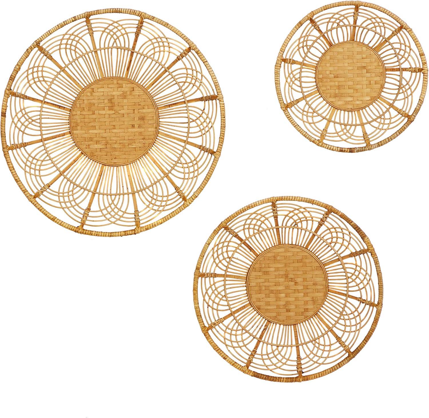 DecMode Brown Metal Boho Style Wall Decor, Set of 3