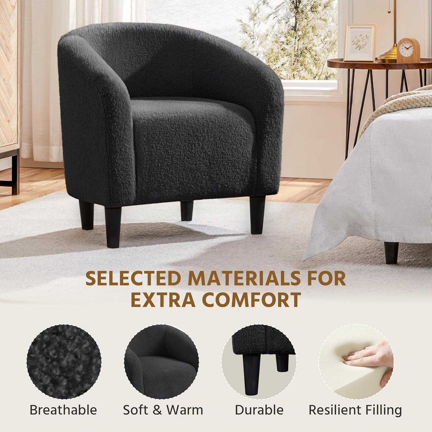Yaheetech Upholstered Armchair Accent Barrel Chair, Dark Gray