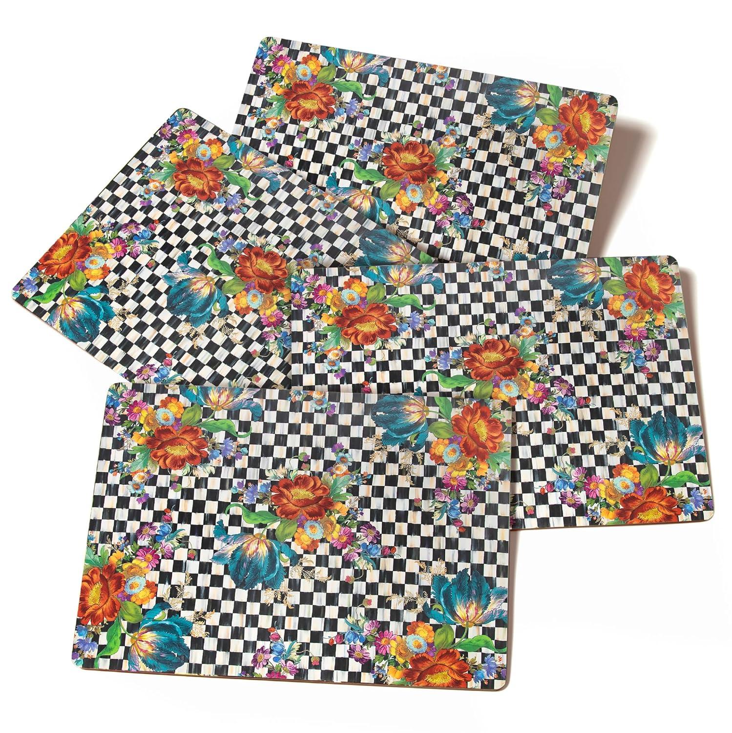 Courtly Flower Market Cork-Back Hardboard Placemats Set of 4