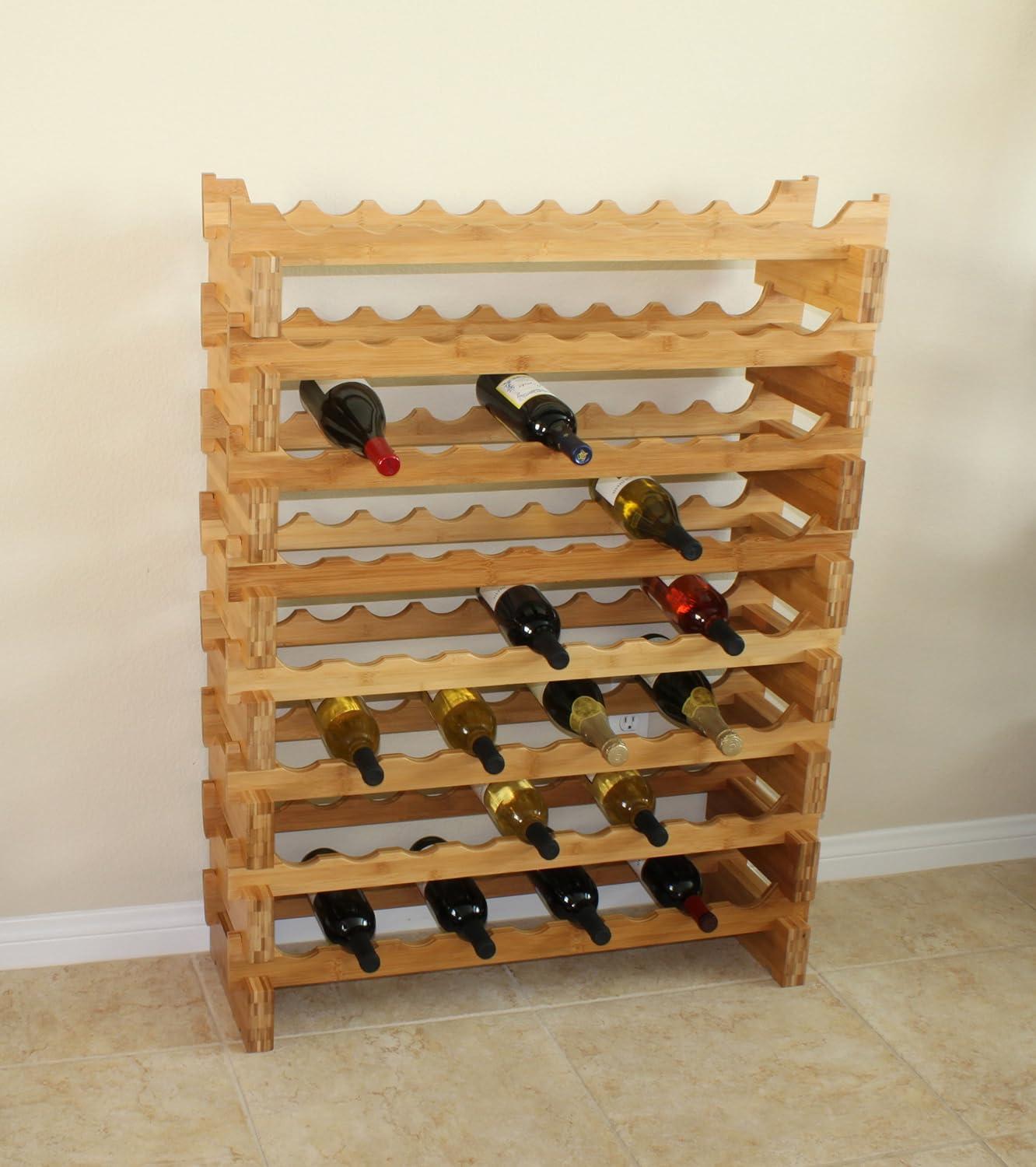 Oceanstar Medium Wood 18-Bottle Stackable Bamboo Wine Rack