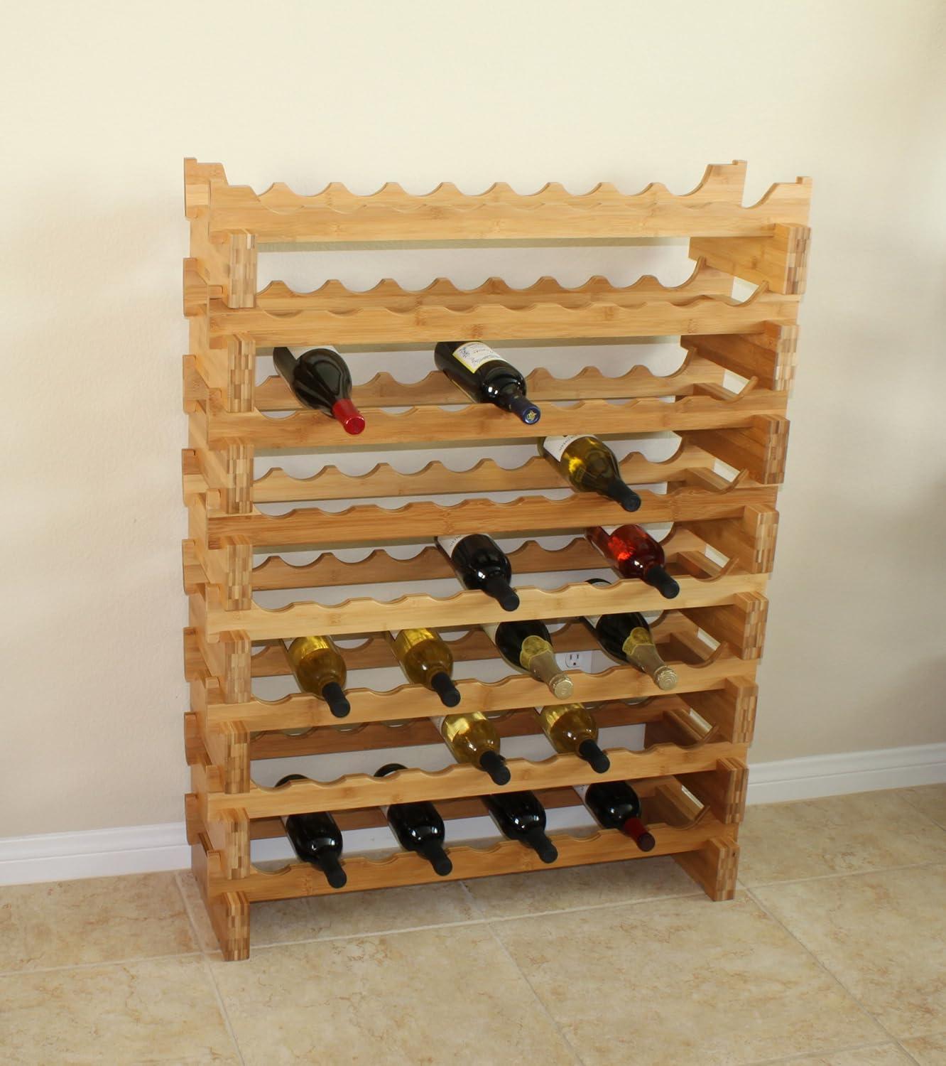 Ocean Star International Solid Wood Floor Wine Bottle Rack in Natural