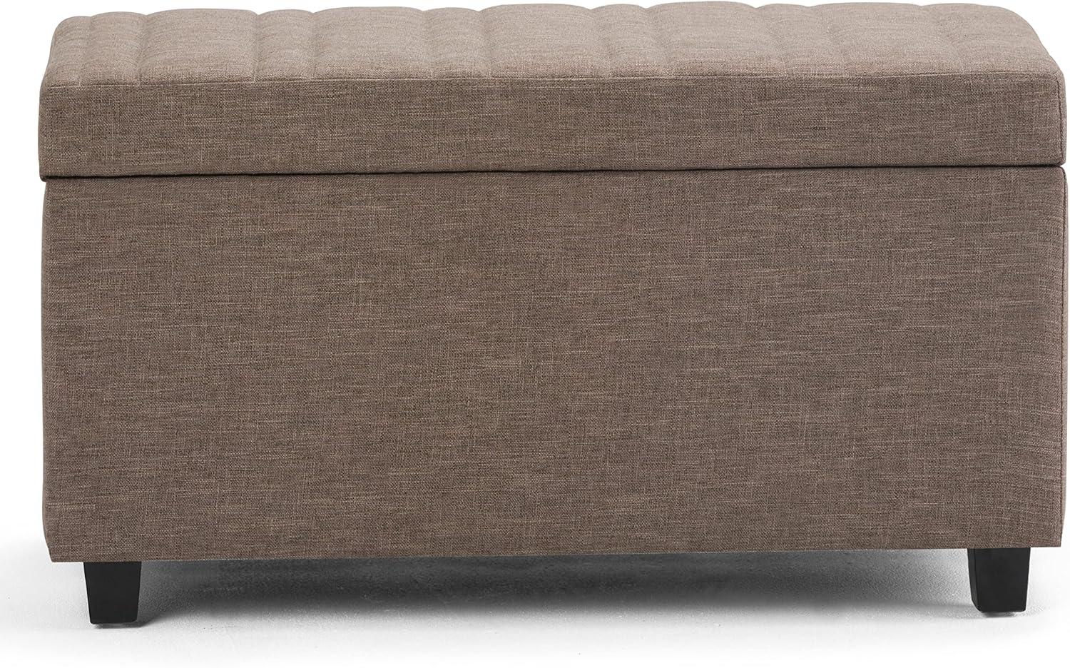 Simpli Home Darcy Storage Ottoman Bench In Fawn Brown Linen Look Fabric