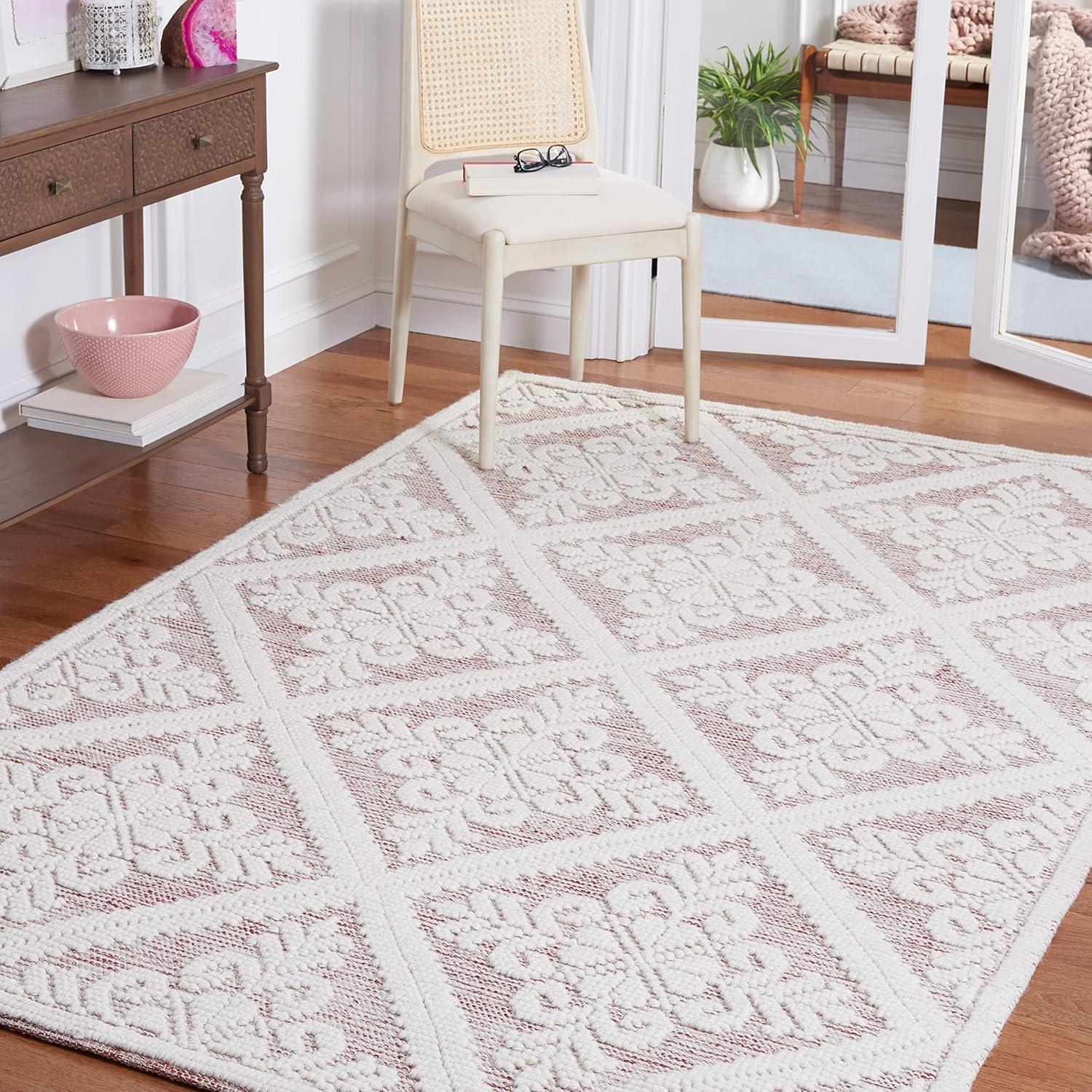 Vermont VRM306 Hand Woven Indoor Area Rug - Ivory/Red - 6'x9' - Safavieh