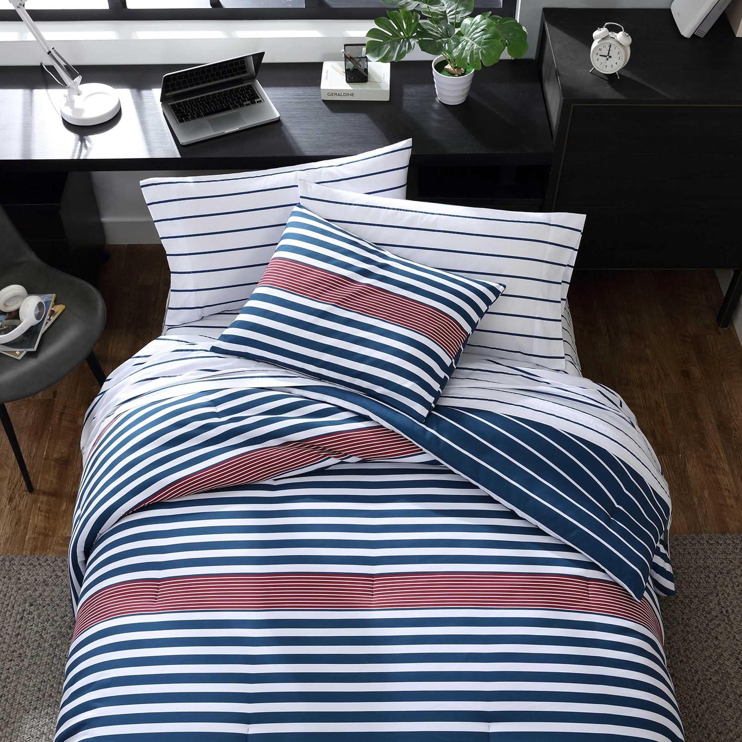 Nautica Kennedy Stripe Reversible Navy Comforter Set