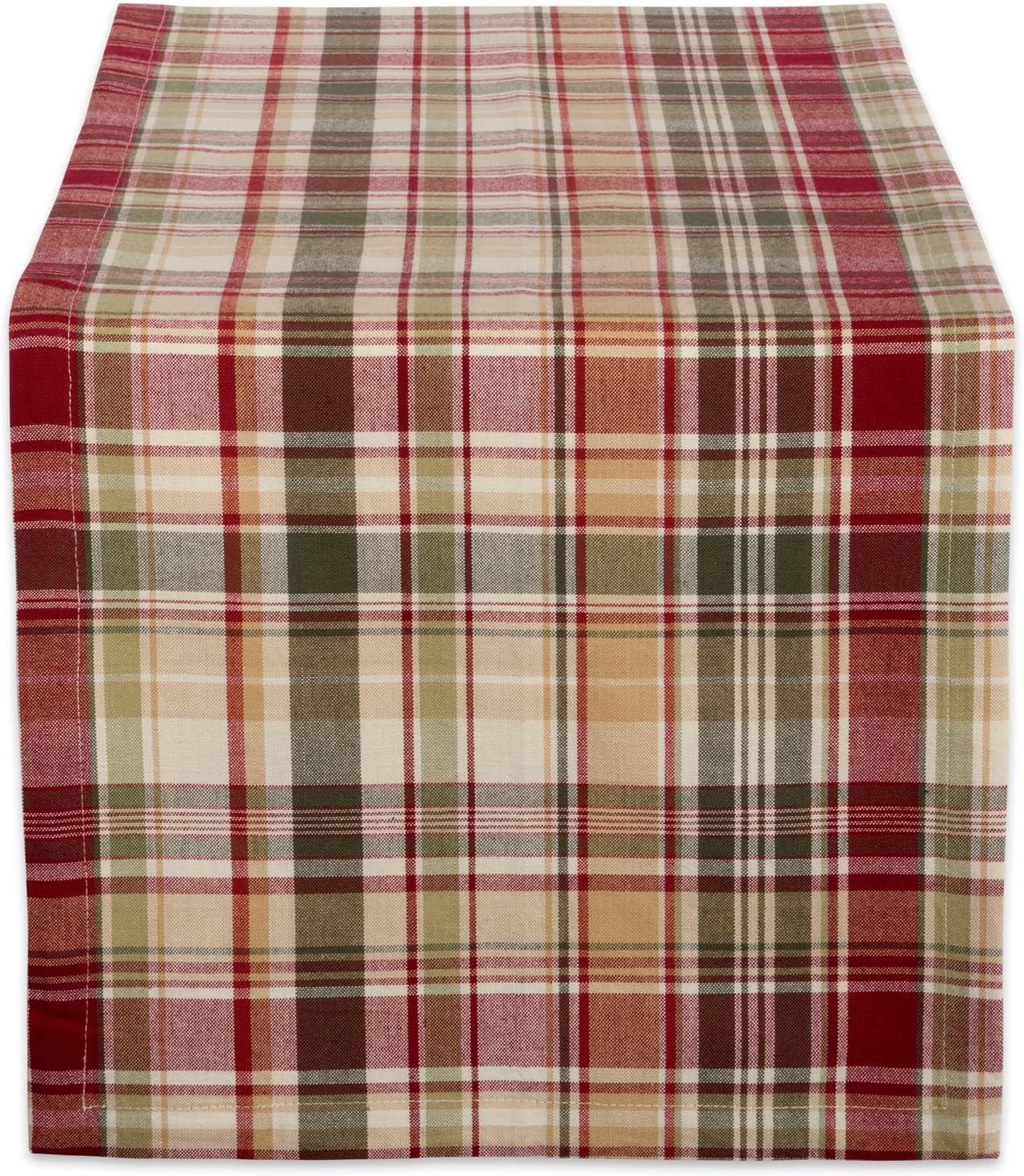 Give Thanks Plaid Cotton Fall Table Runner 14x108