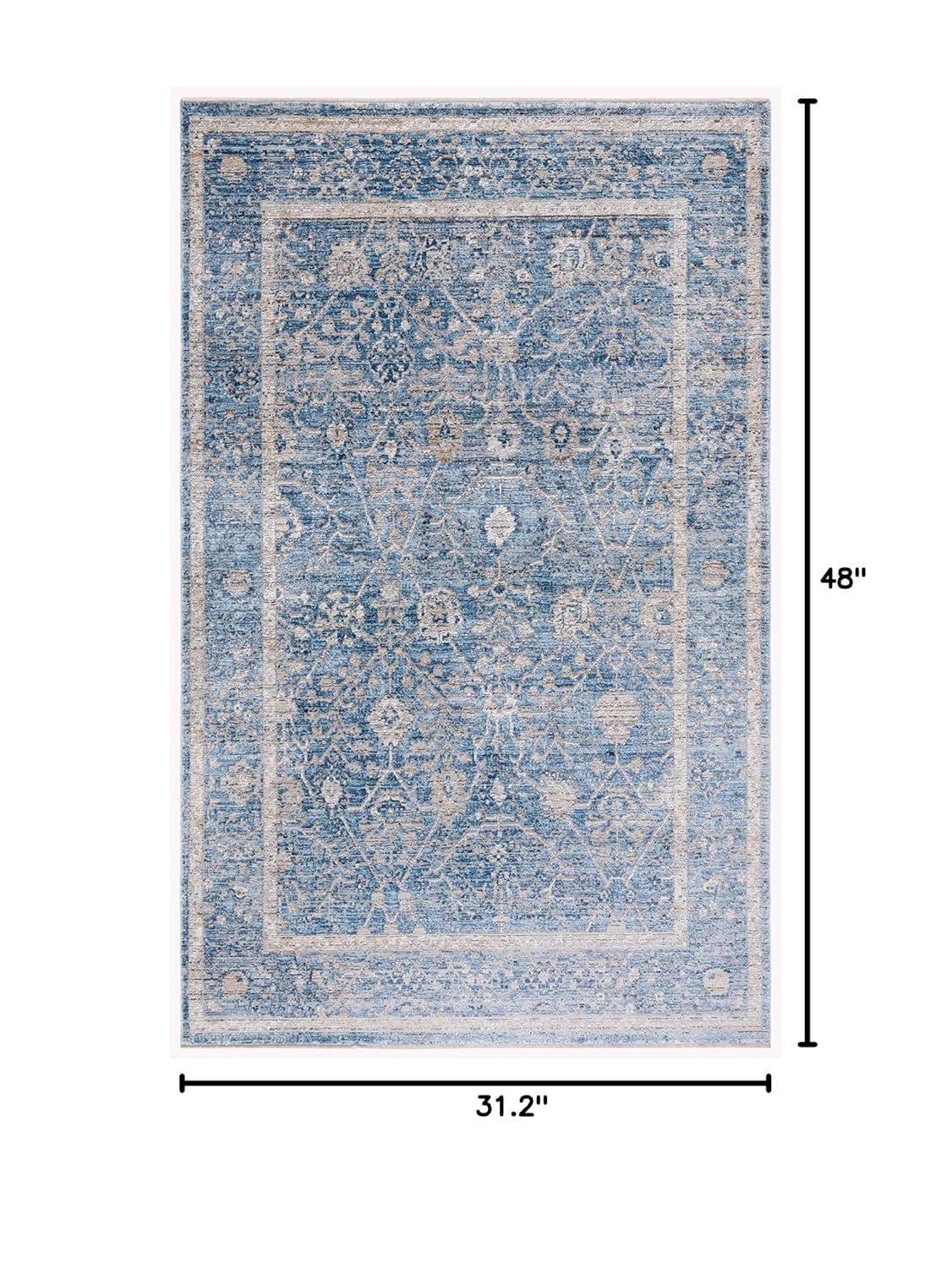 Dream DRM402 Power Loomed Accent Rug - Grey/Turquoise - 2'6"x4' - Safavieh.
