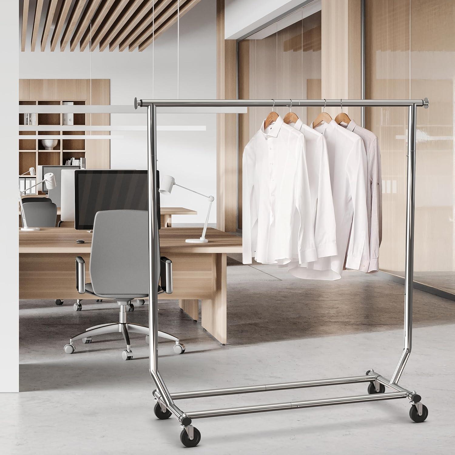 Chrome Rectangular Portable Clothing Garment Rack