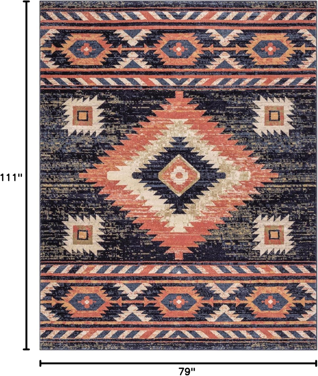 Lorelee Moroccan Southwestern Blue Beige Area Rug