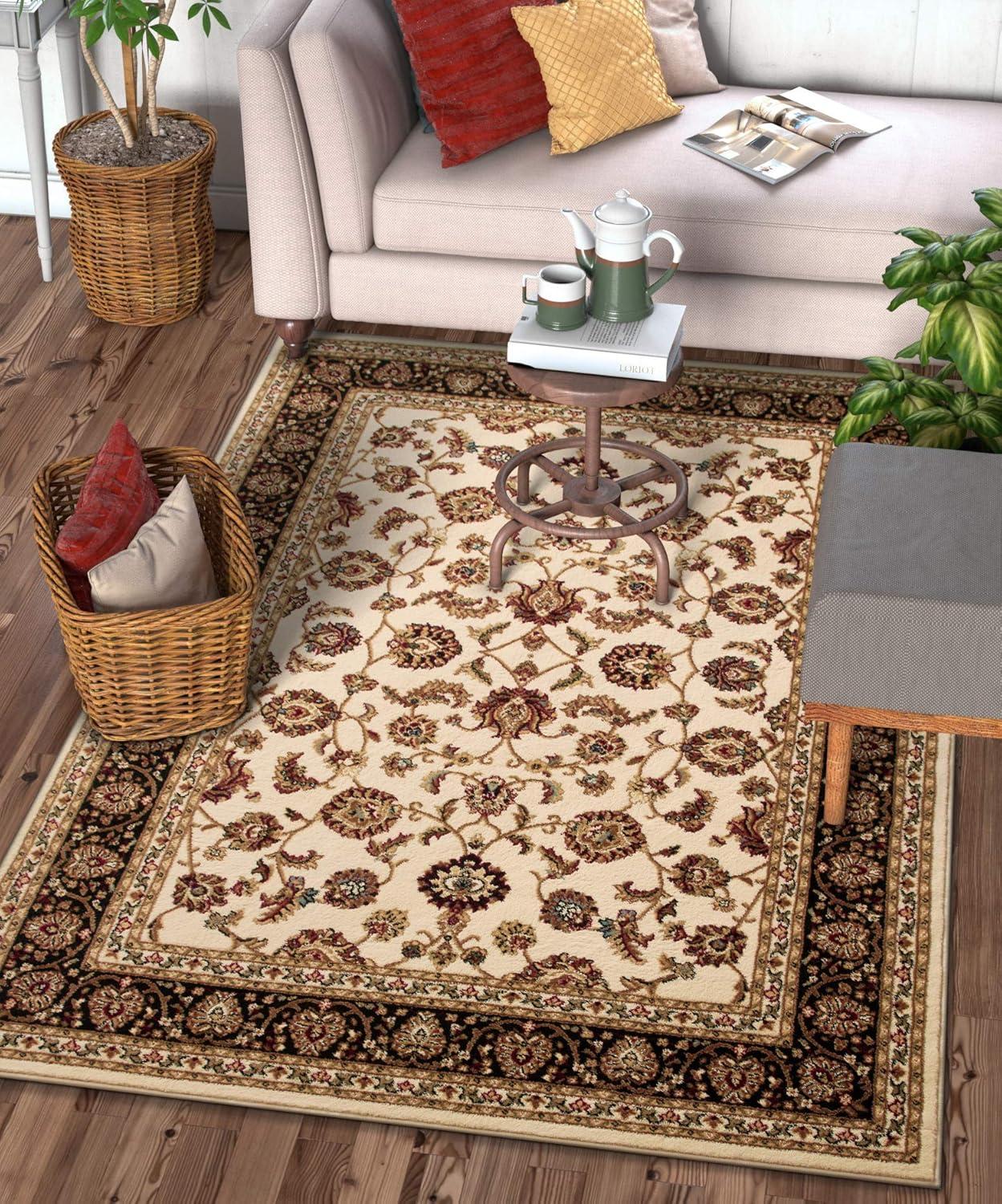 Well Woven Barclay Sarouk Traditional Oriental Panel Black 3'11" x 5'3" Area Rug