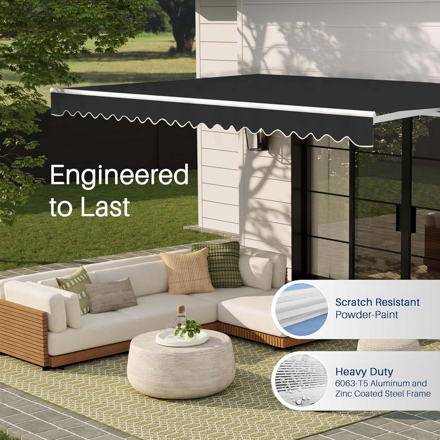 ALEKO AWM13X10BK81 Retractable Motorized Patio 13 x 10 feet Awning Black
