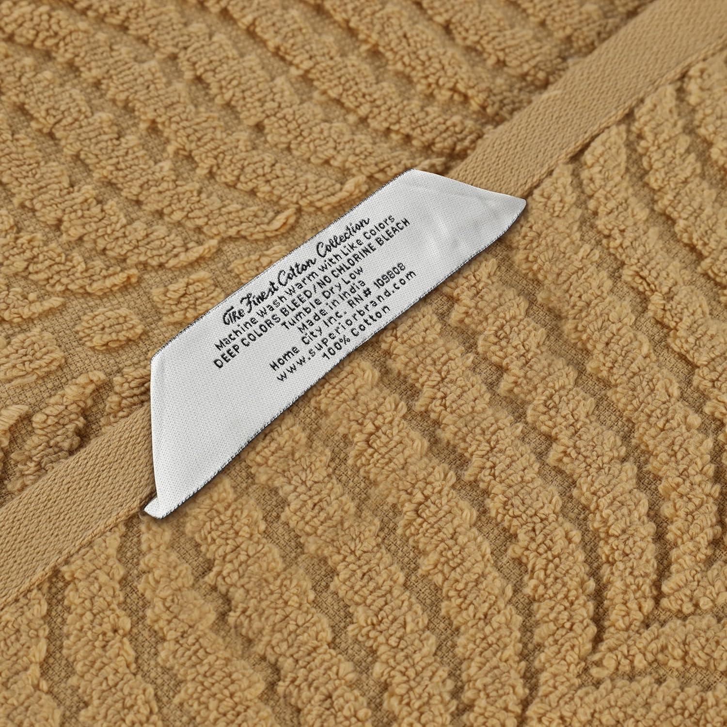 Superior Chevron Zero Twist Cotton 8-Piece Towel Set, Gold